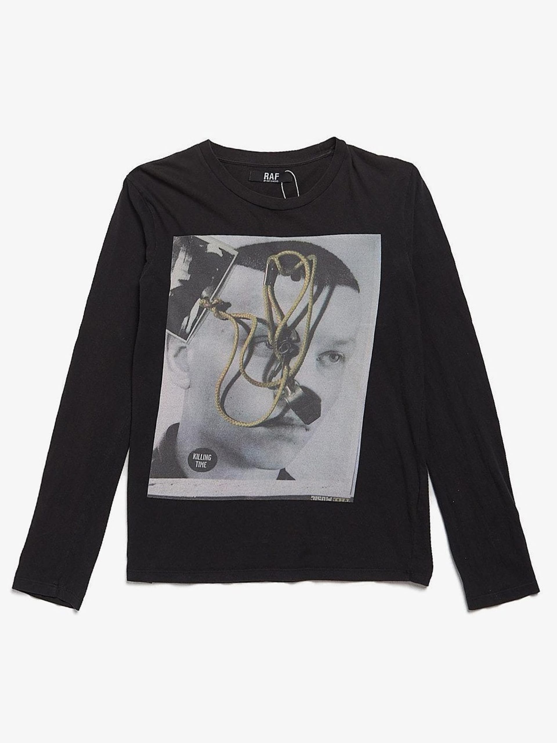Raf Simons Black Killing Time Printed Cotton Longsleeve