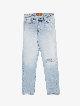 Heron Preston Blue Distressed Ripped Knee Straight Denim
