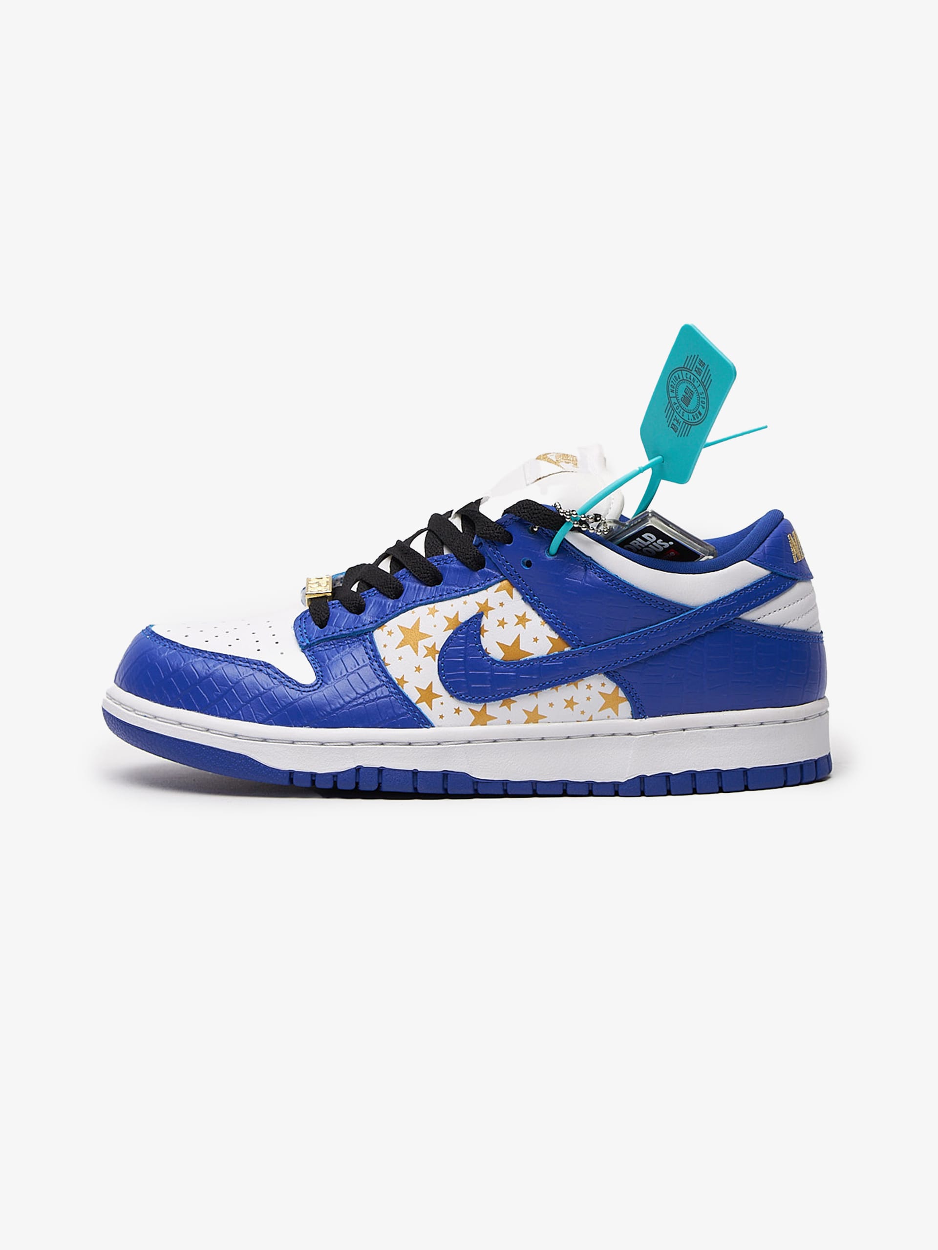 Nike SB Dunk Low OG QS White Hyper Blue Metalic Gold Sneakers