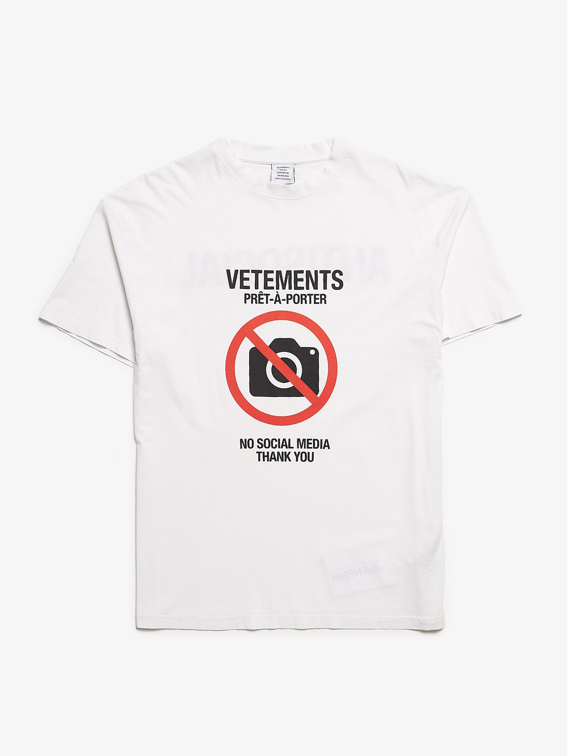 Vetements White No Social Media Printed T Shirt