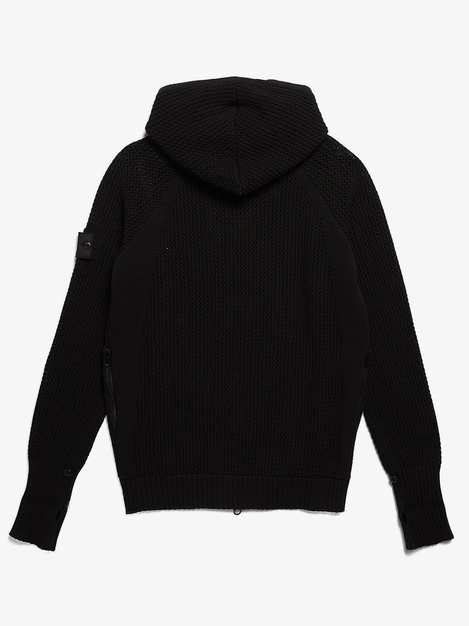 Stone Island Shadow Project Black Zipped Net Cotton Hoodie