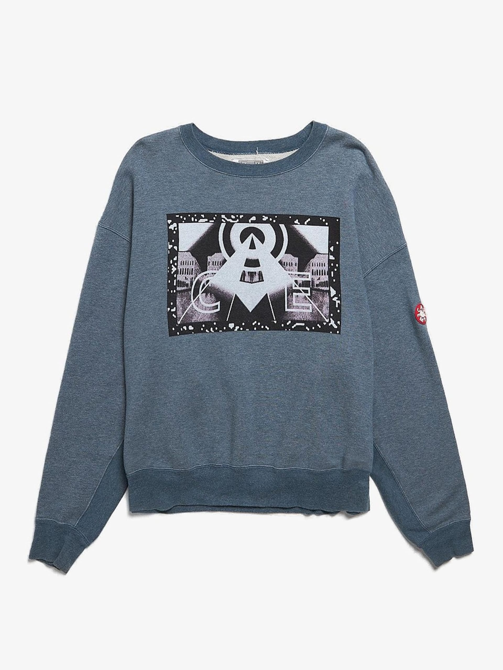 Cav Empt Light Gray Blue Logo With Triangle Printed Cotton Sweatshirt