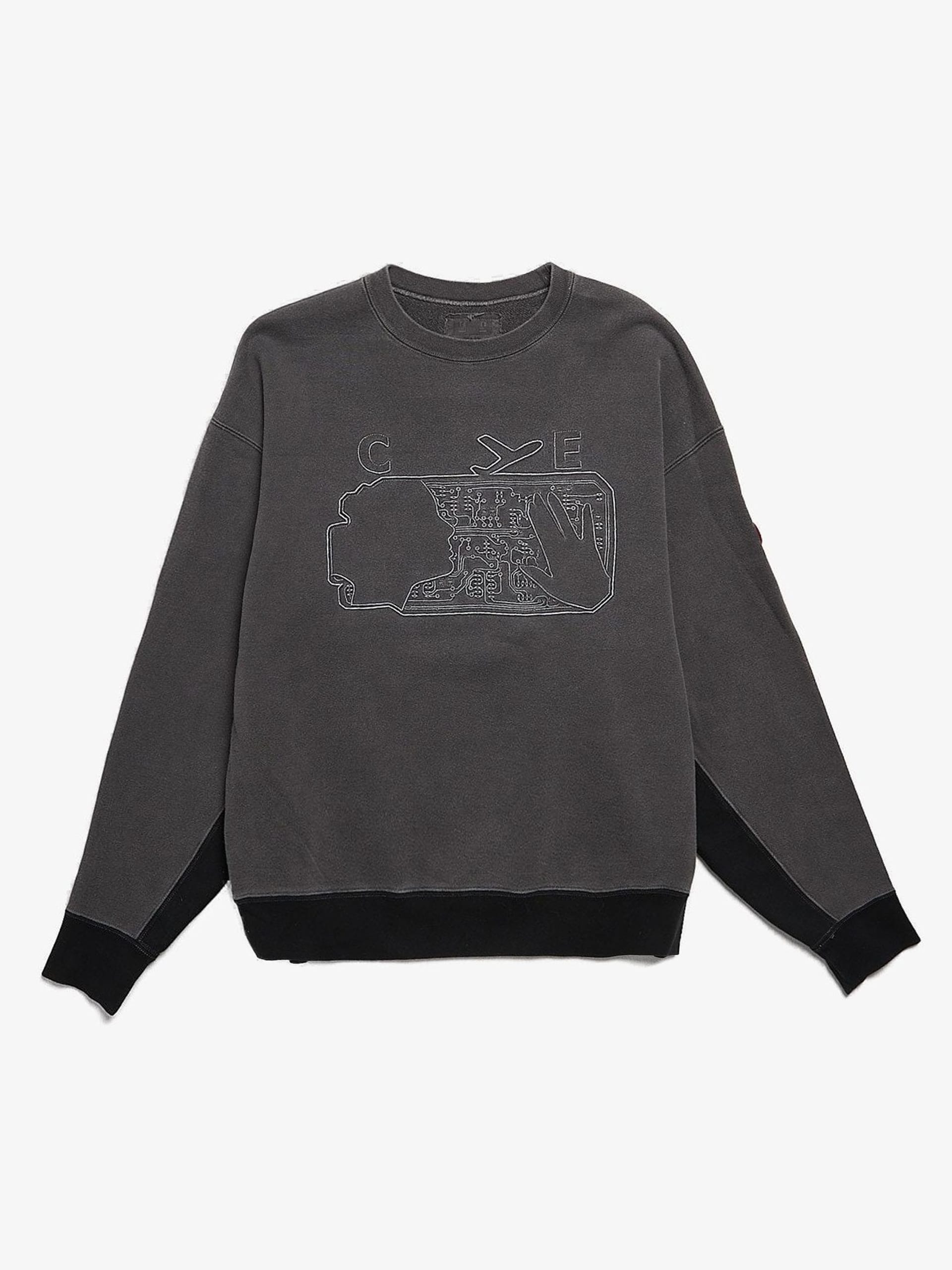 Cav Empt Gray And Black Elecric Embroidered Cotton Sweatshirt