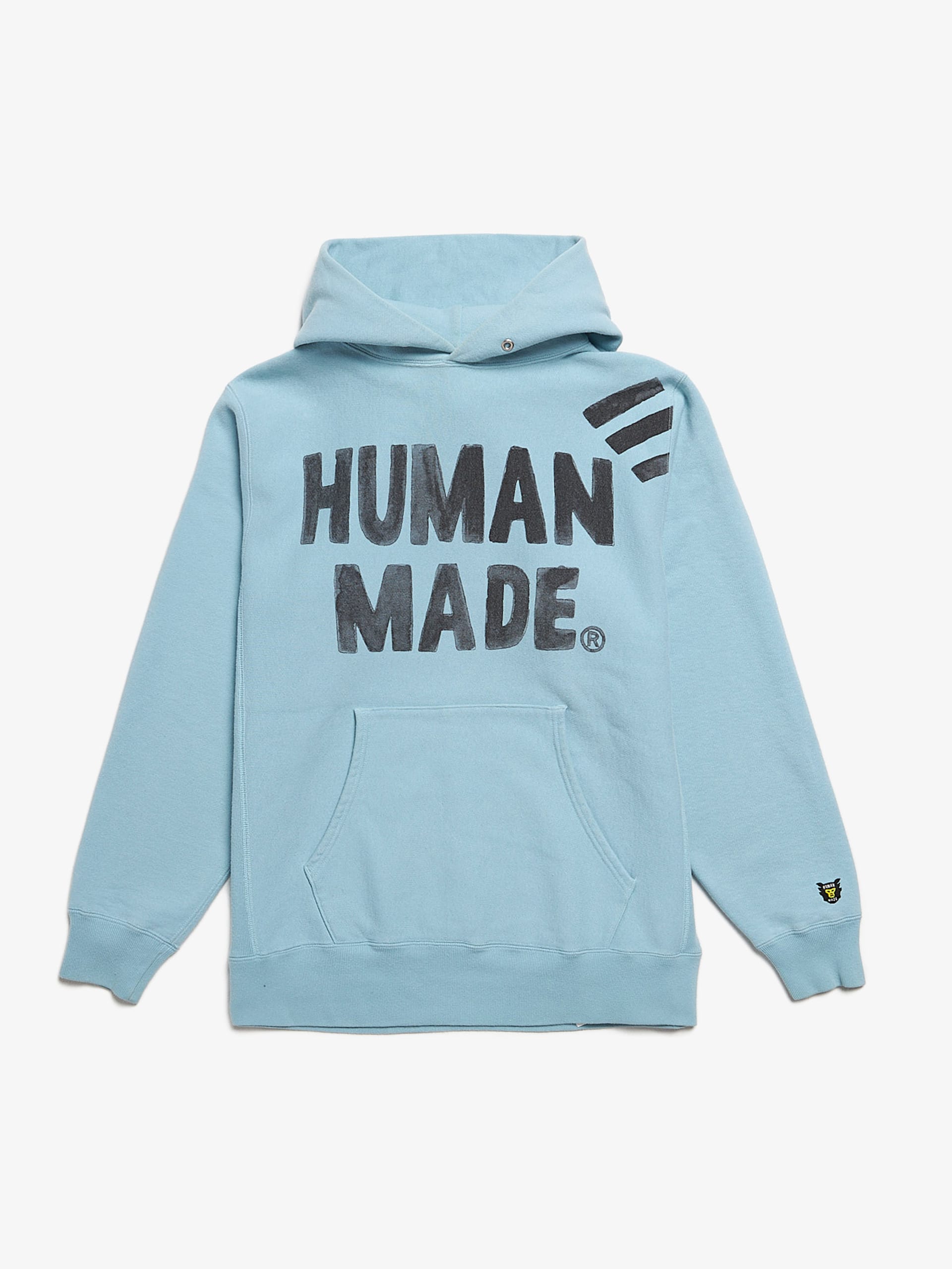 Human Made Blue And Black Logo Printed Cotton Hoodie