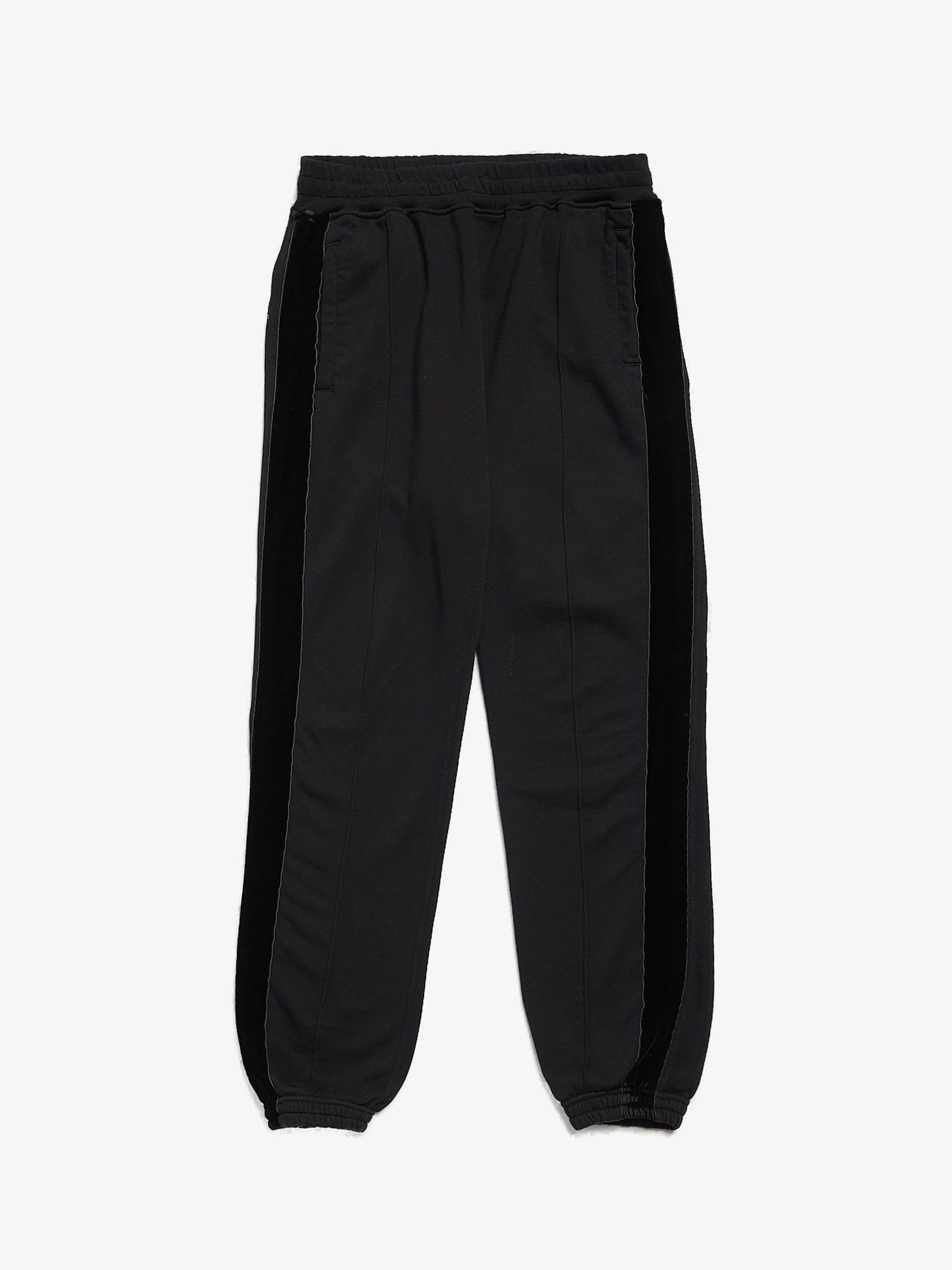 Haider Ackermann Black Velour Striped Cotton Jogger Sweatpants