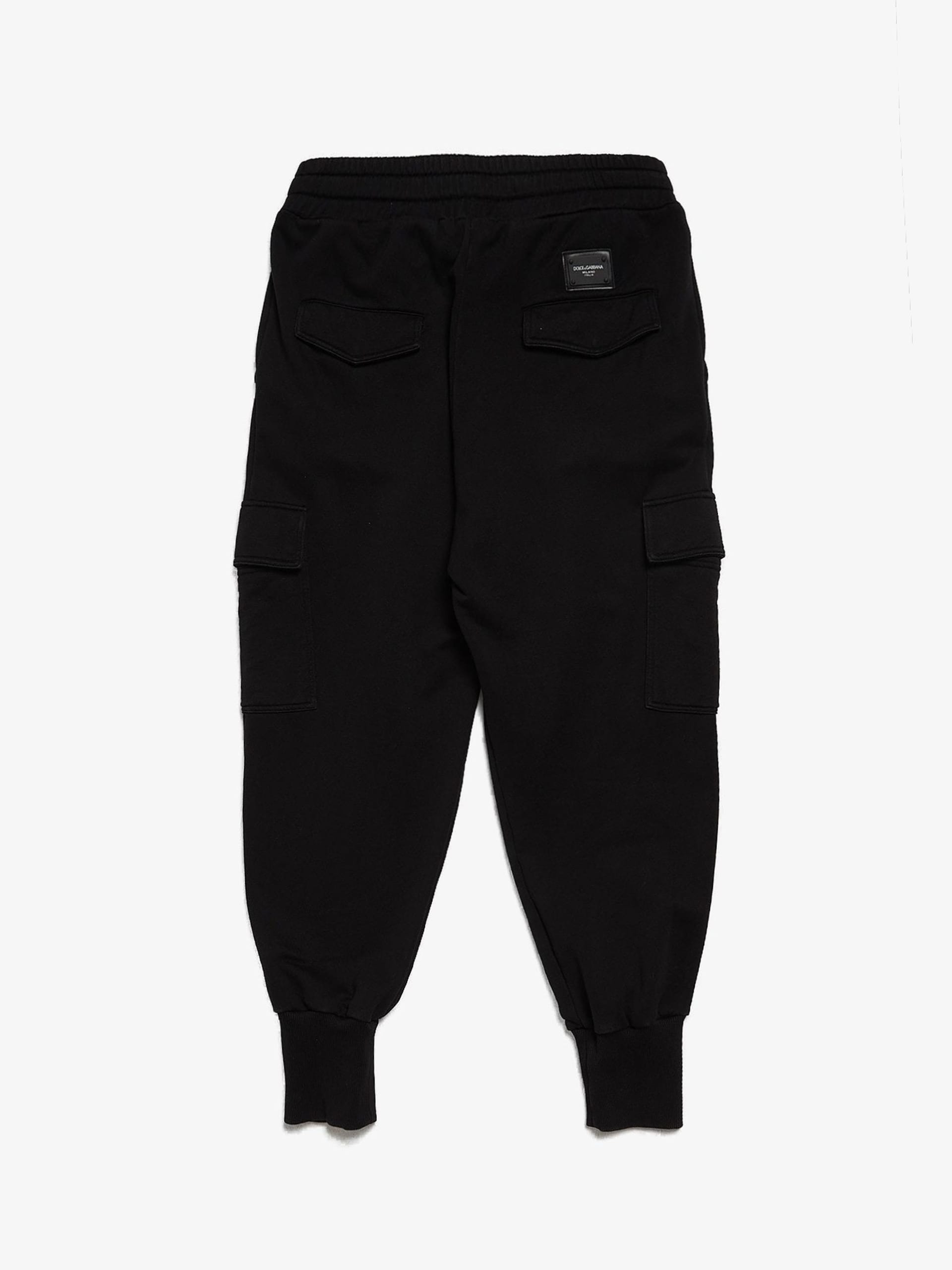 Dolce Gabbana Black Pocket Detailed Cotton Cargo Sweatpants