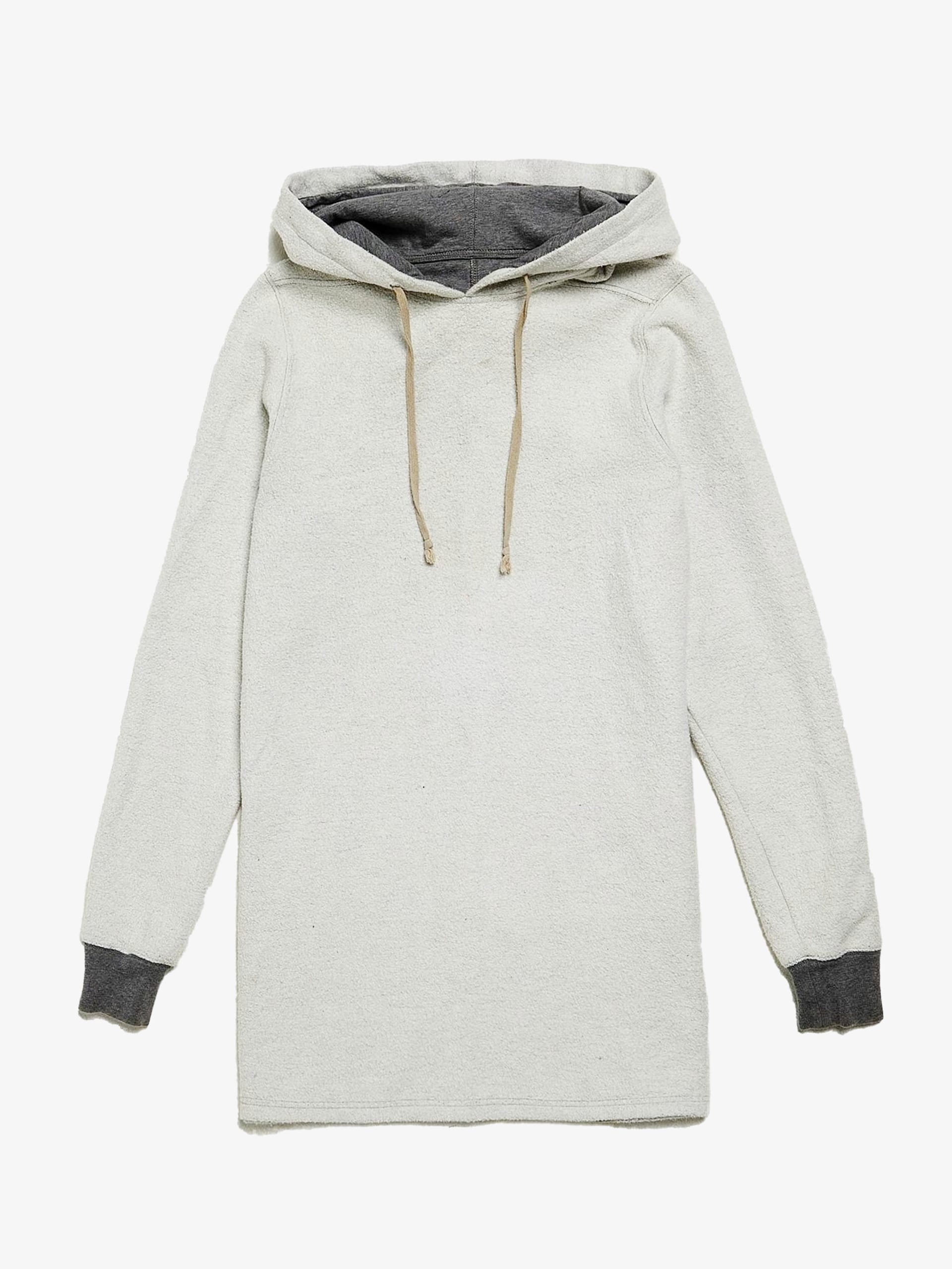 Rick Owens Light Gray Reversed Fabric Detailed Cotton Hoodie