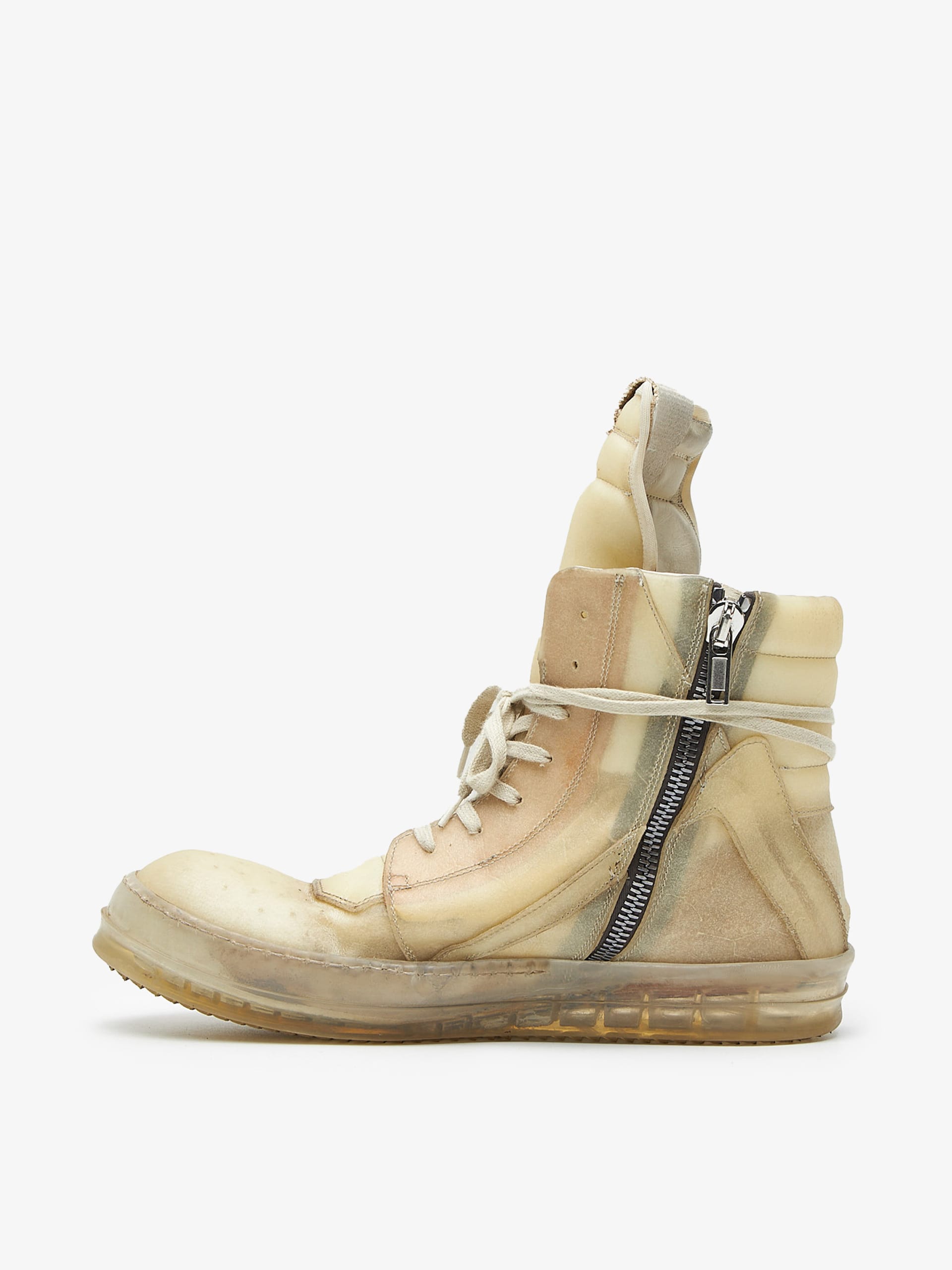 Rick Owens EDFU SS23 Geobasket Transparent Leather Sneakers