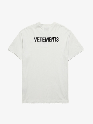 Vetements White Staff And Back Logo Printed Cotton T-Shirt