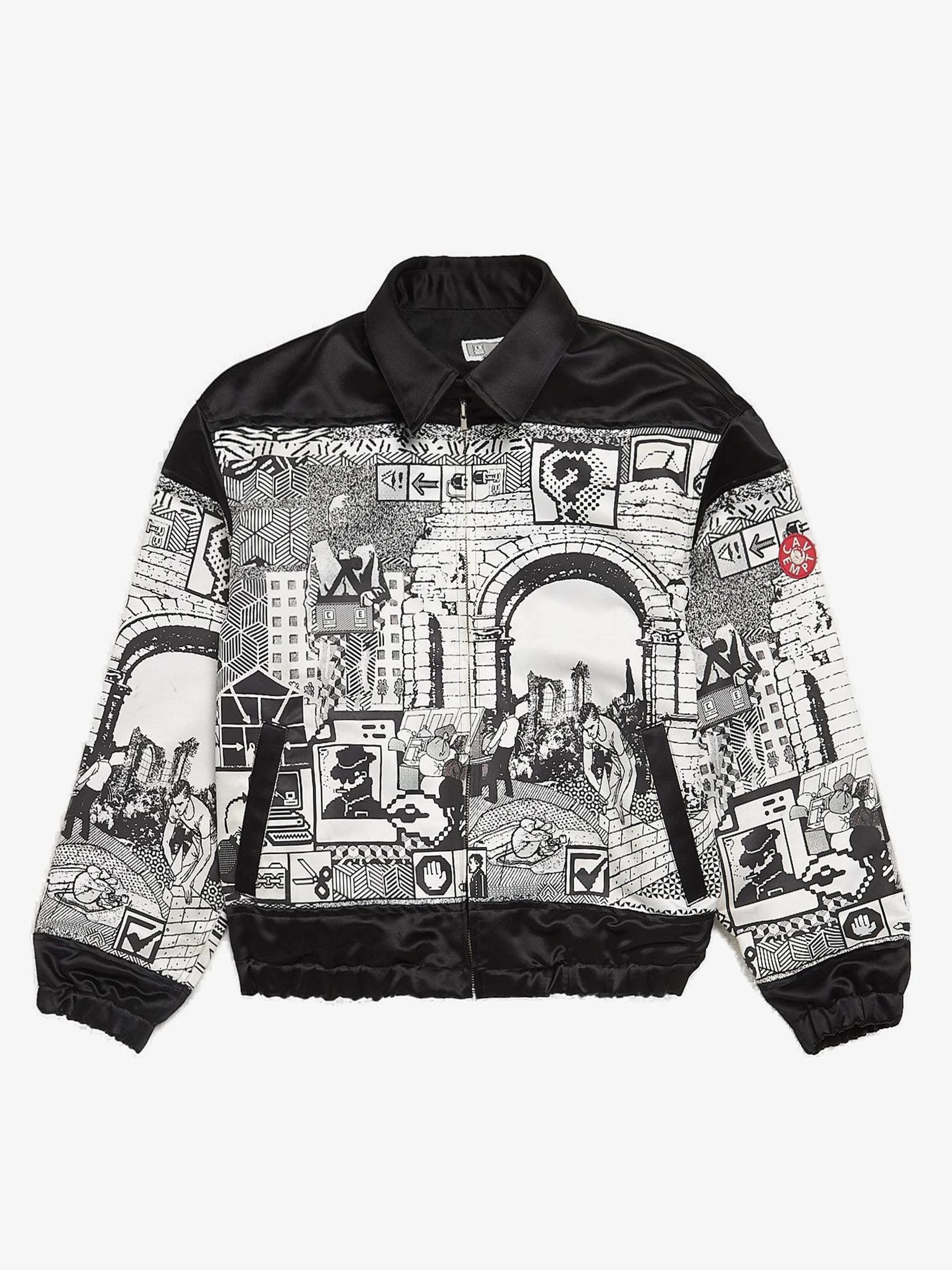 Cav Empt Black And White Abstract Printed Polyester Jacket