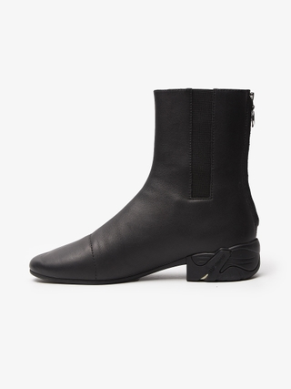Raf Simons Black Heel Detailed Leather Boots