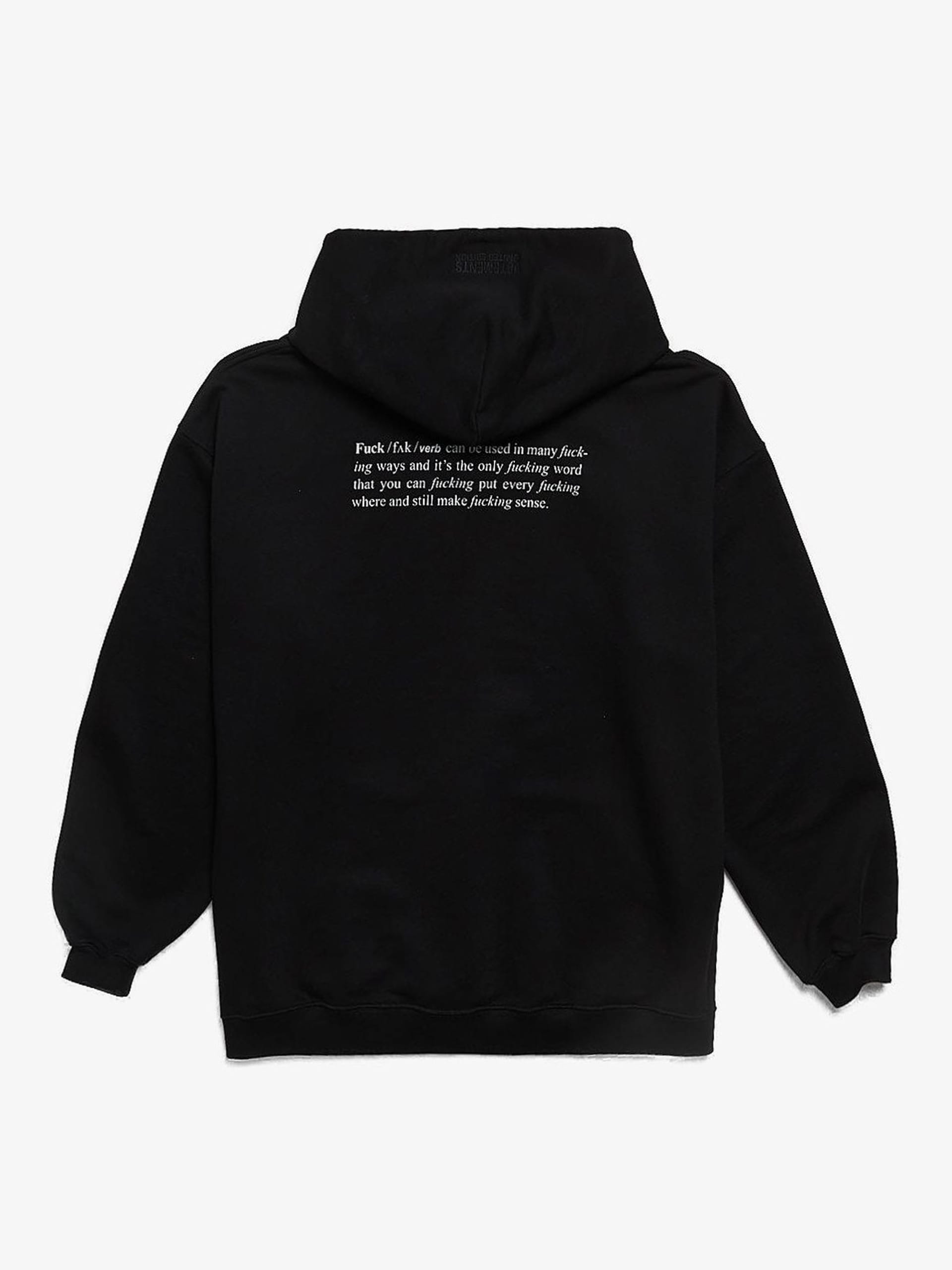 Vetements Black Fuck Printed Cotton Hoodie
