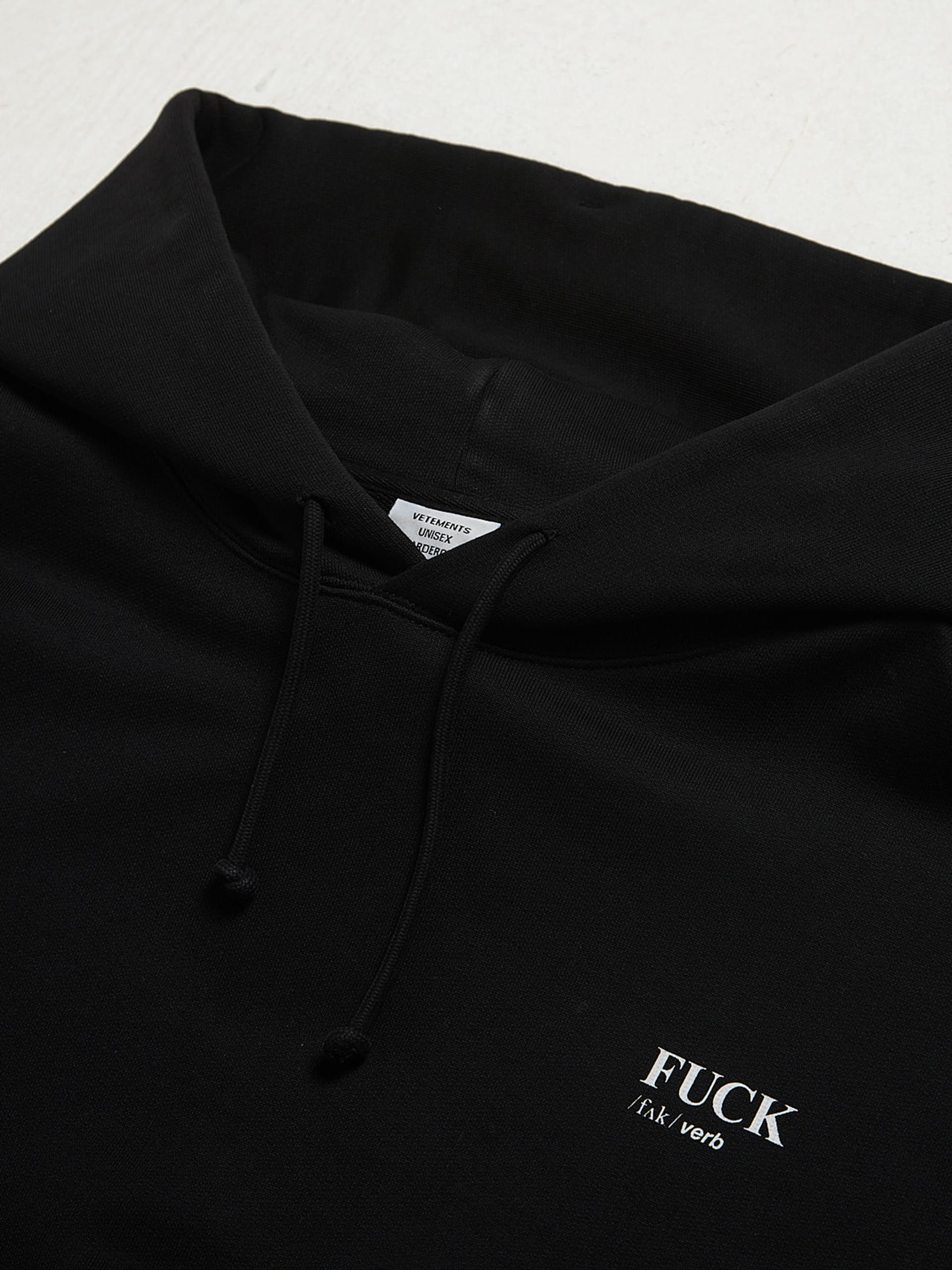 Vetements Black Fuck Printed Cotton Hoodie