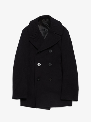 Black Sign Navy Double Breasted Wool Coat