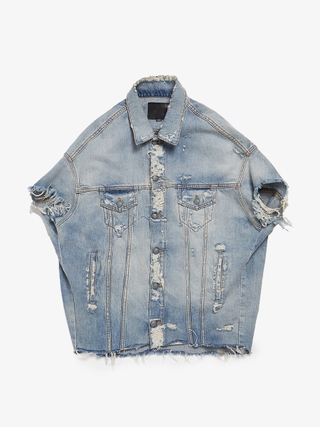 R13 Denim Ragged Buttoned Cotton Vest