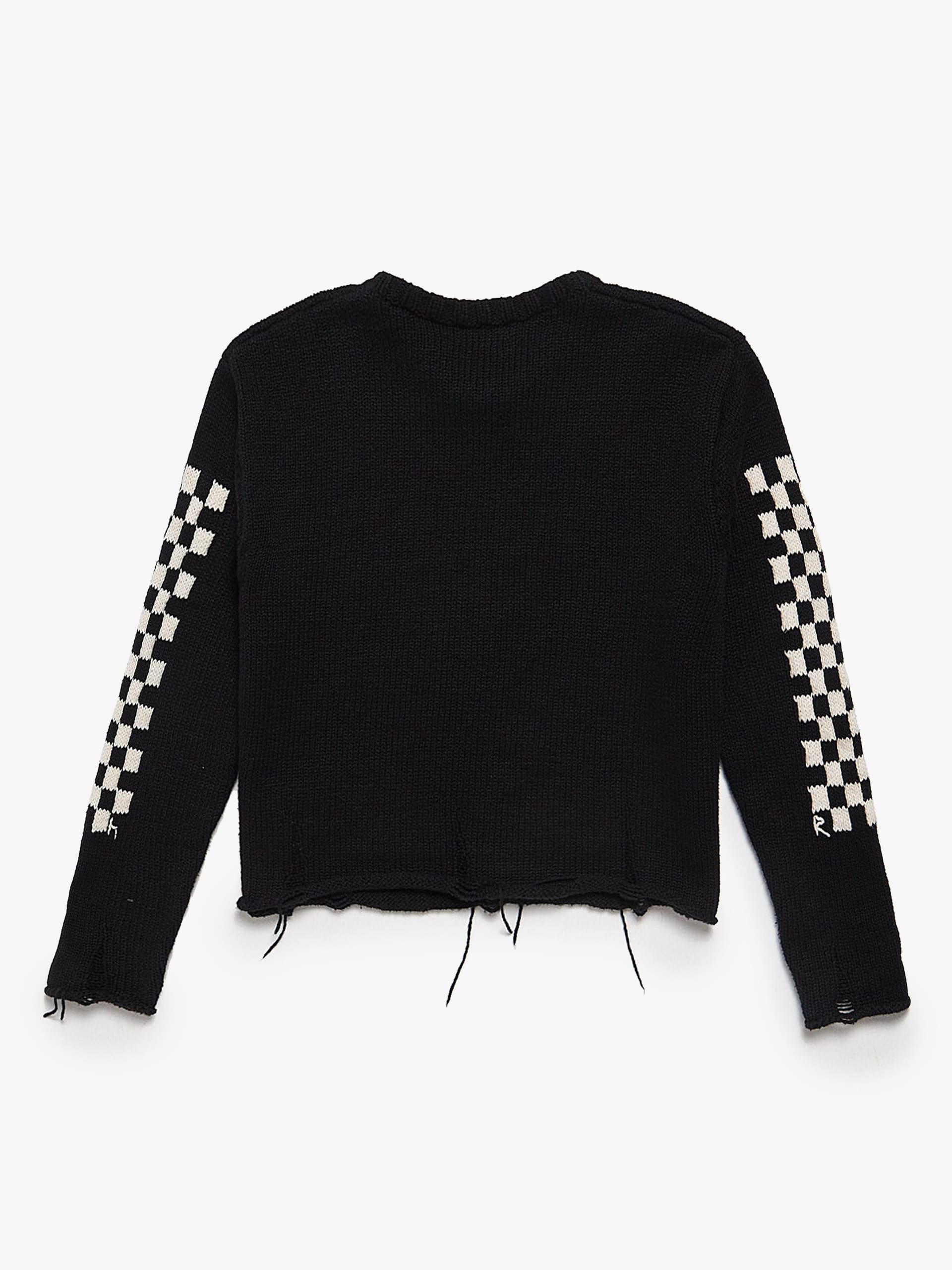 Rhude Disrtesed Black With Checkerboard Sweater