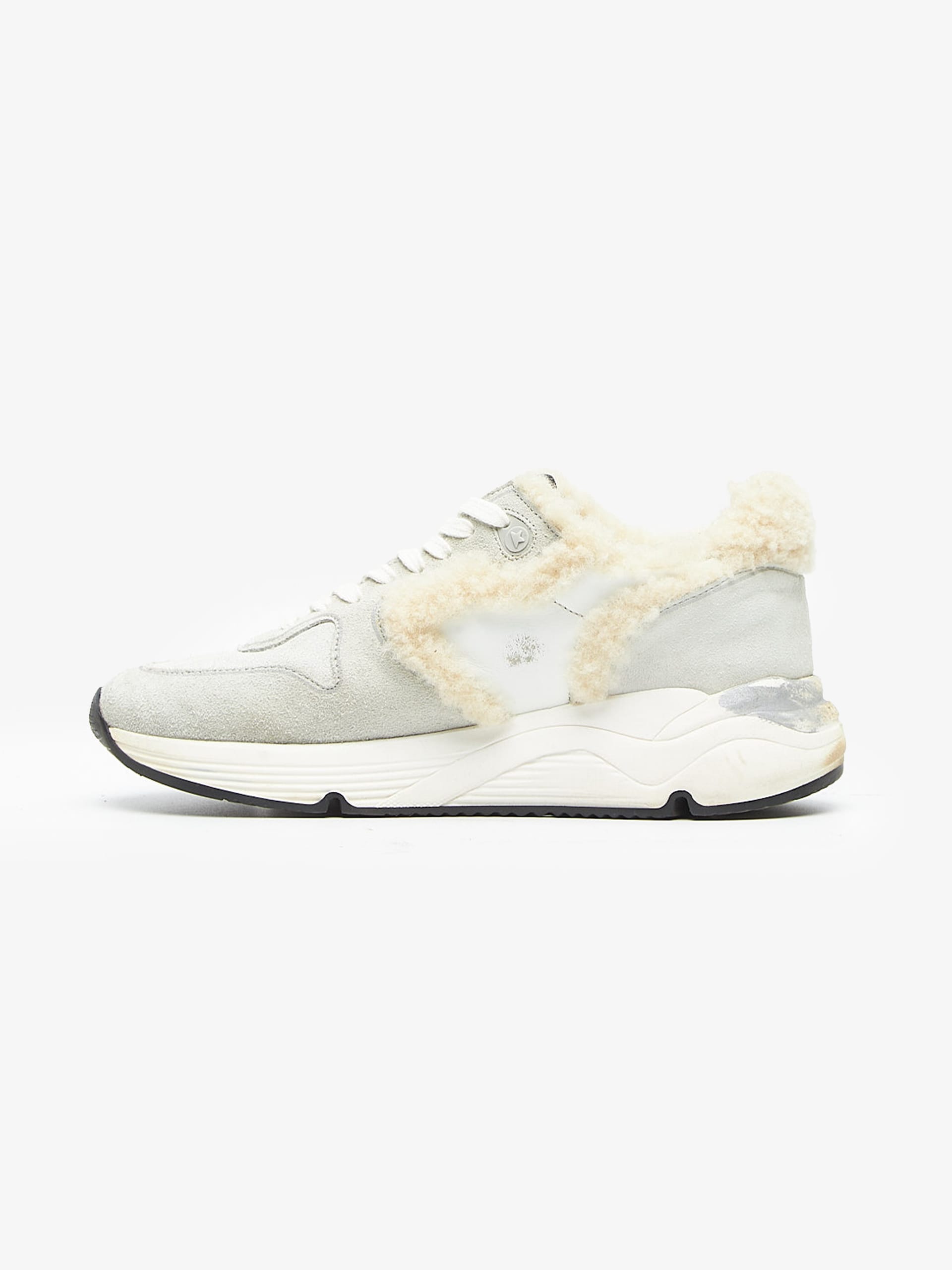 Golden Goose Gray Faux Fur Detailed Running Sneakers