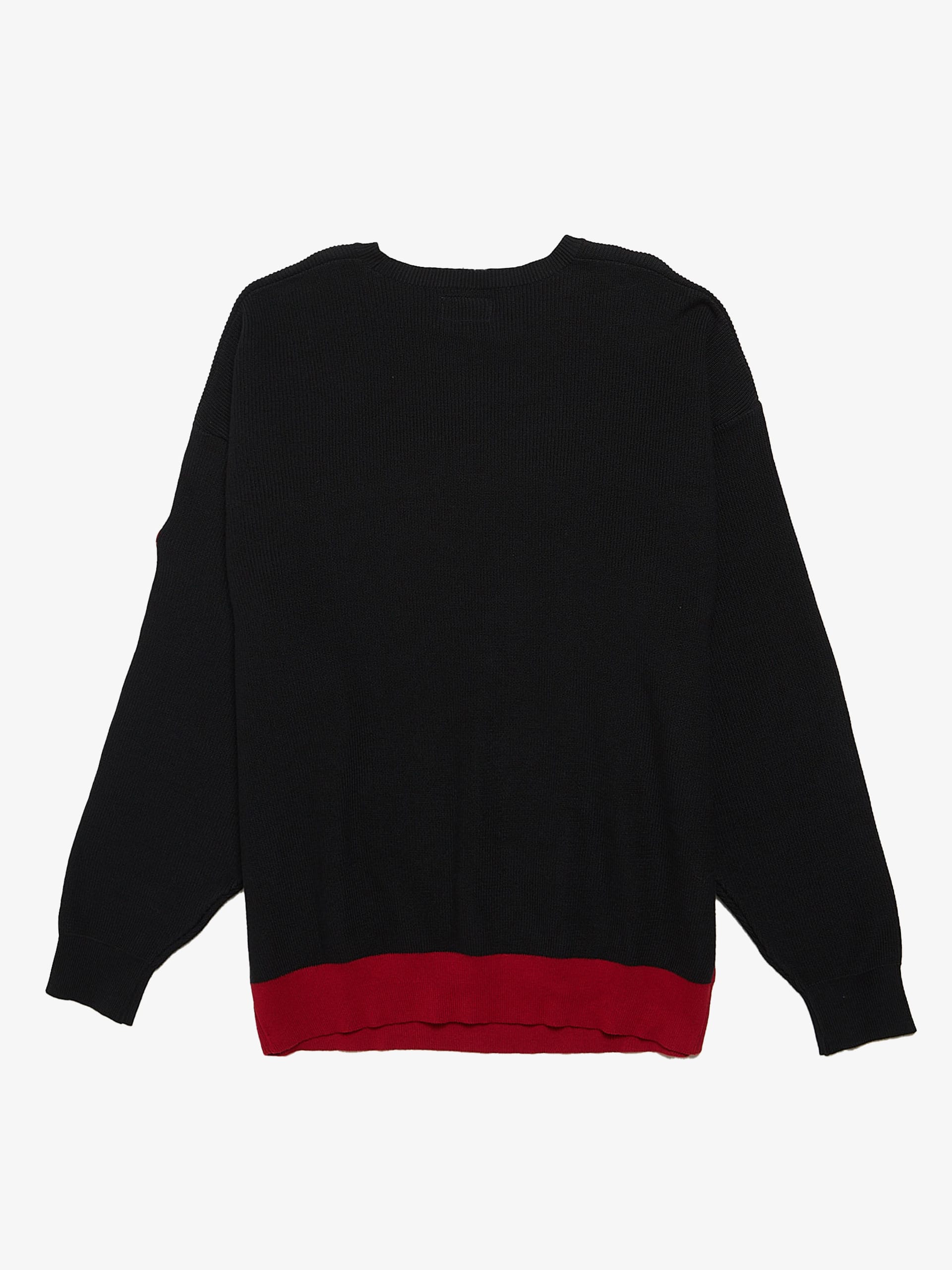 Cav Empt Red Black and White Printed Knitted Cotton Sweater