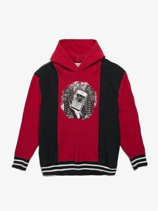 Cav Empt Black and Red Colorblock Phone Printed Cotton Hoodie