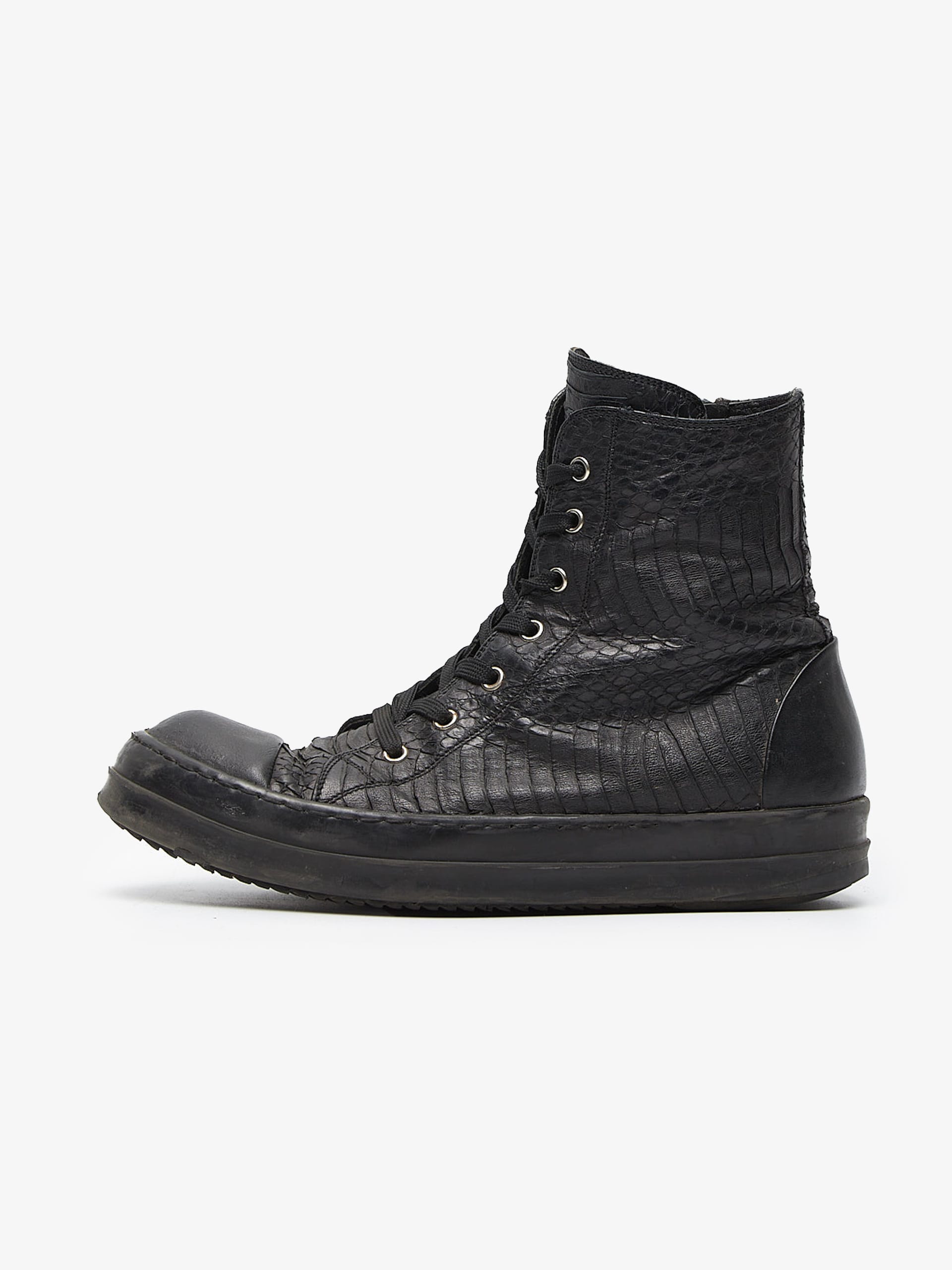 靴 Rick owens high ramones python ss24 Python Ramones in Black/Milk – SVRN