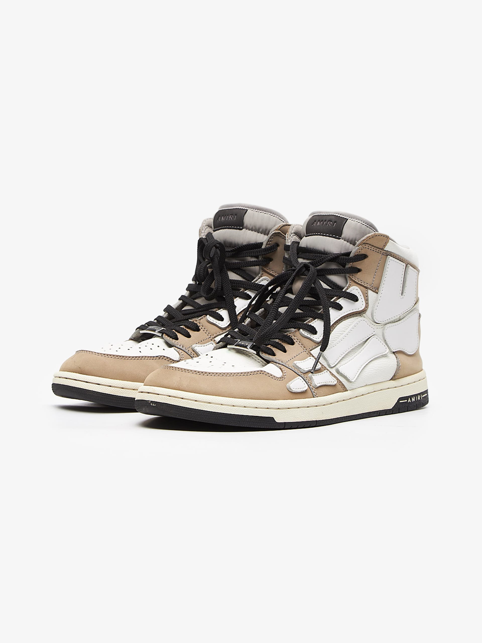 Amiri Beige White High Top Skeleton Sneakers