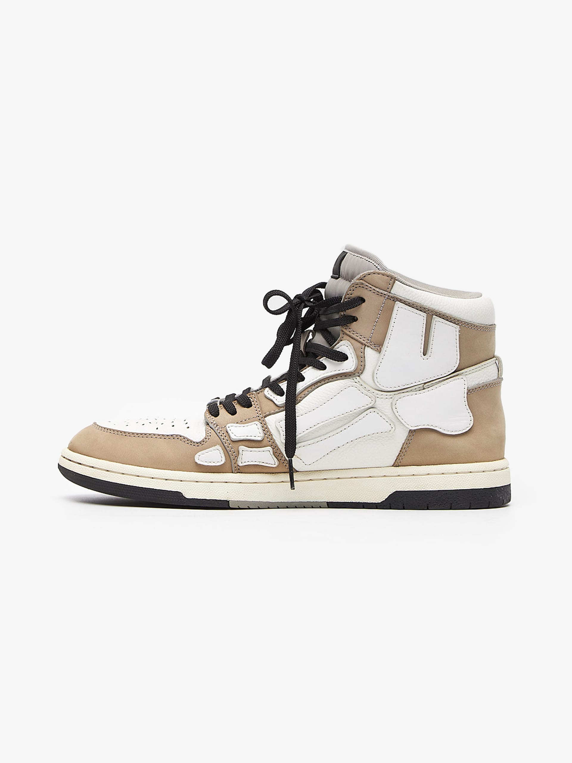 Amiri Beige White High Top Skeleton Sneakers