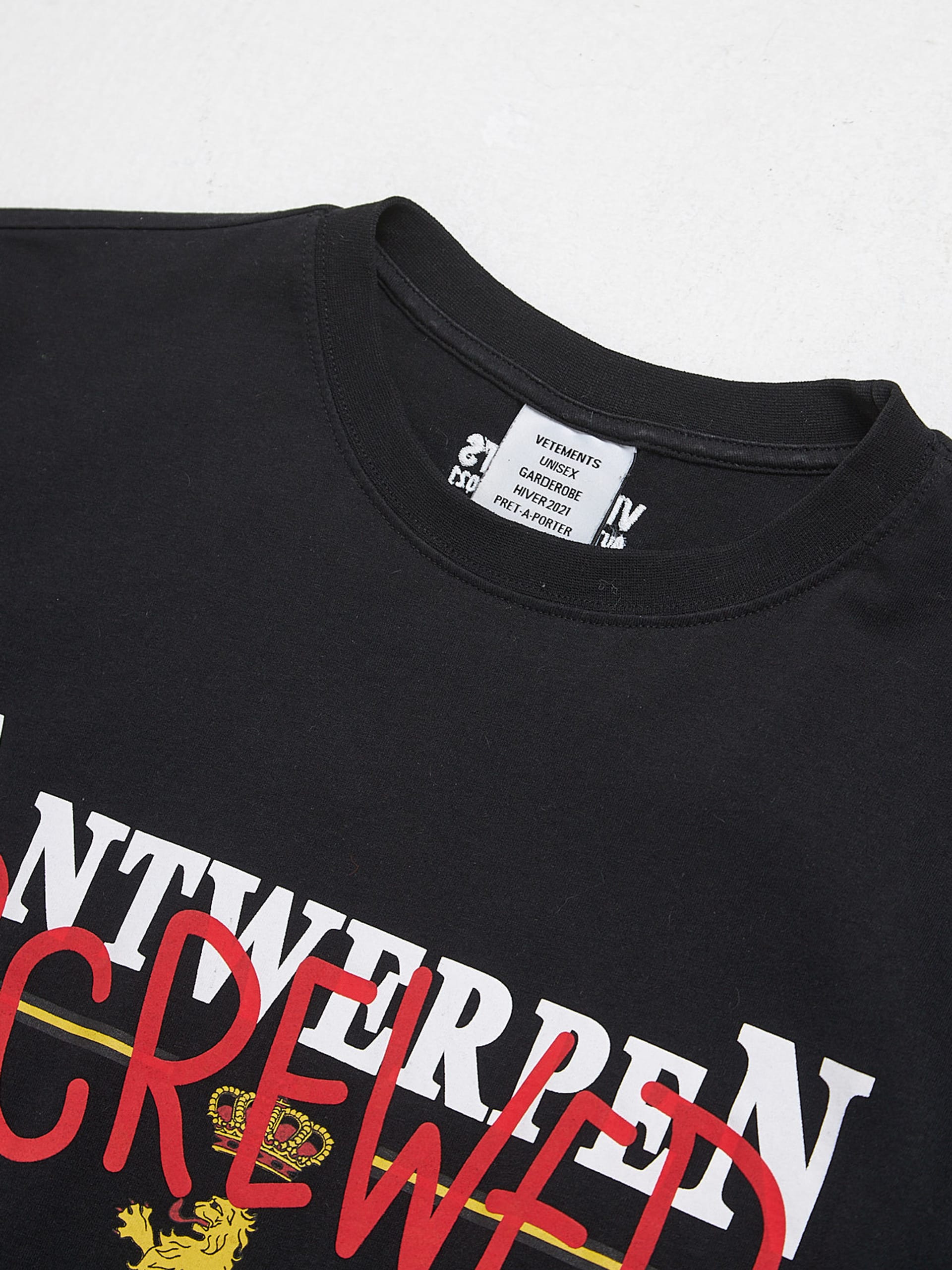 Vetements Black Antwerpen Printed Oversized Cotton T-Shirt