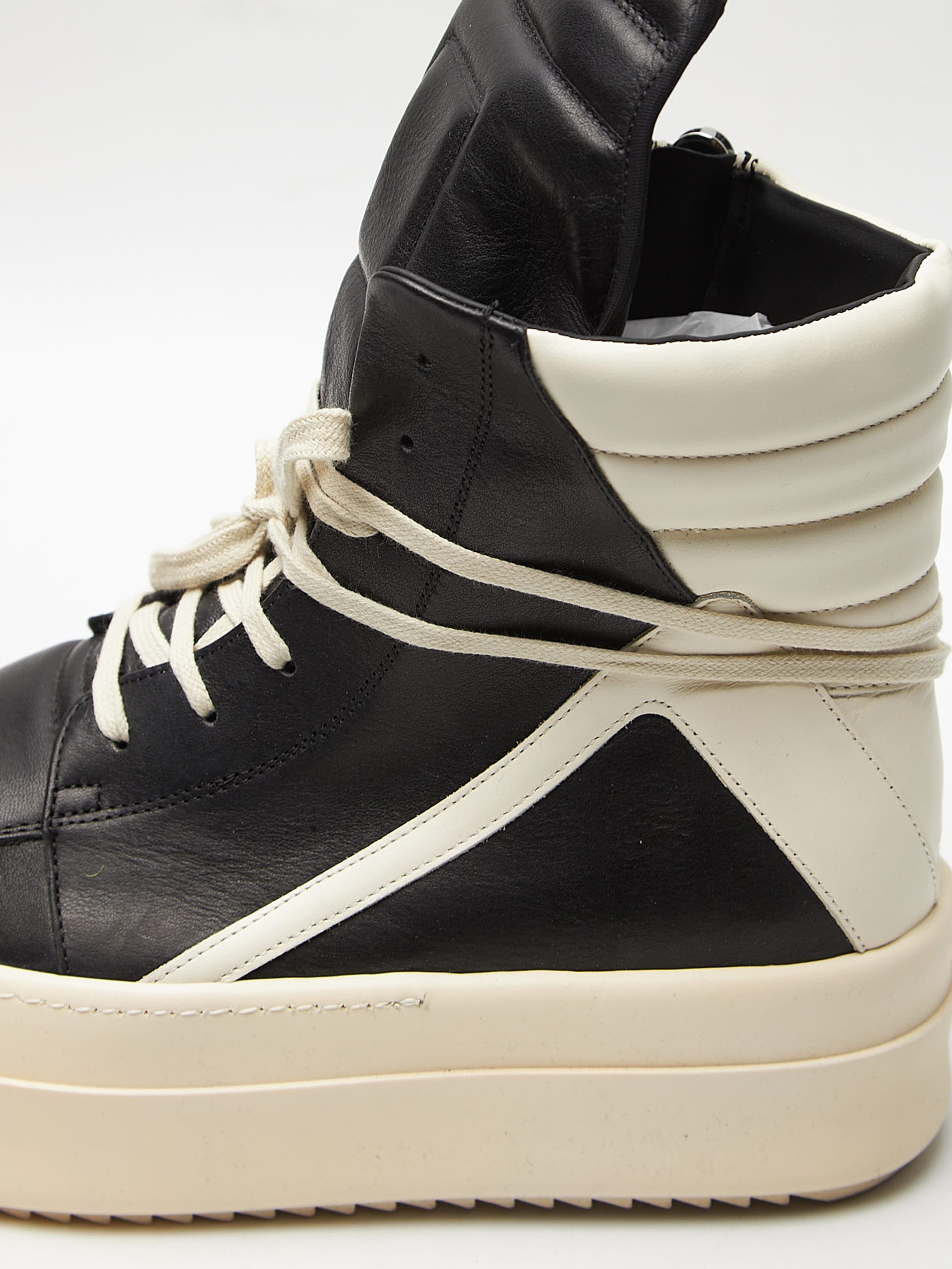 Rick Owens Black and White Mega Bumper Geobasket Sneakers Rick Owens Black and White Mega Bumper Geobasket Sneakers