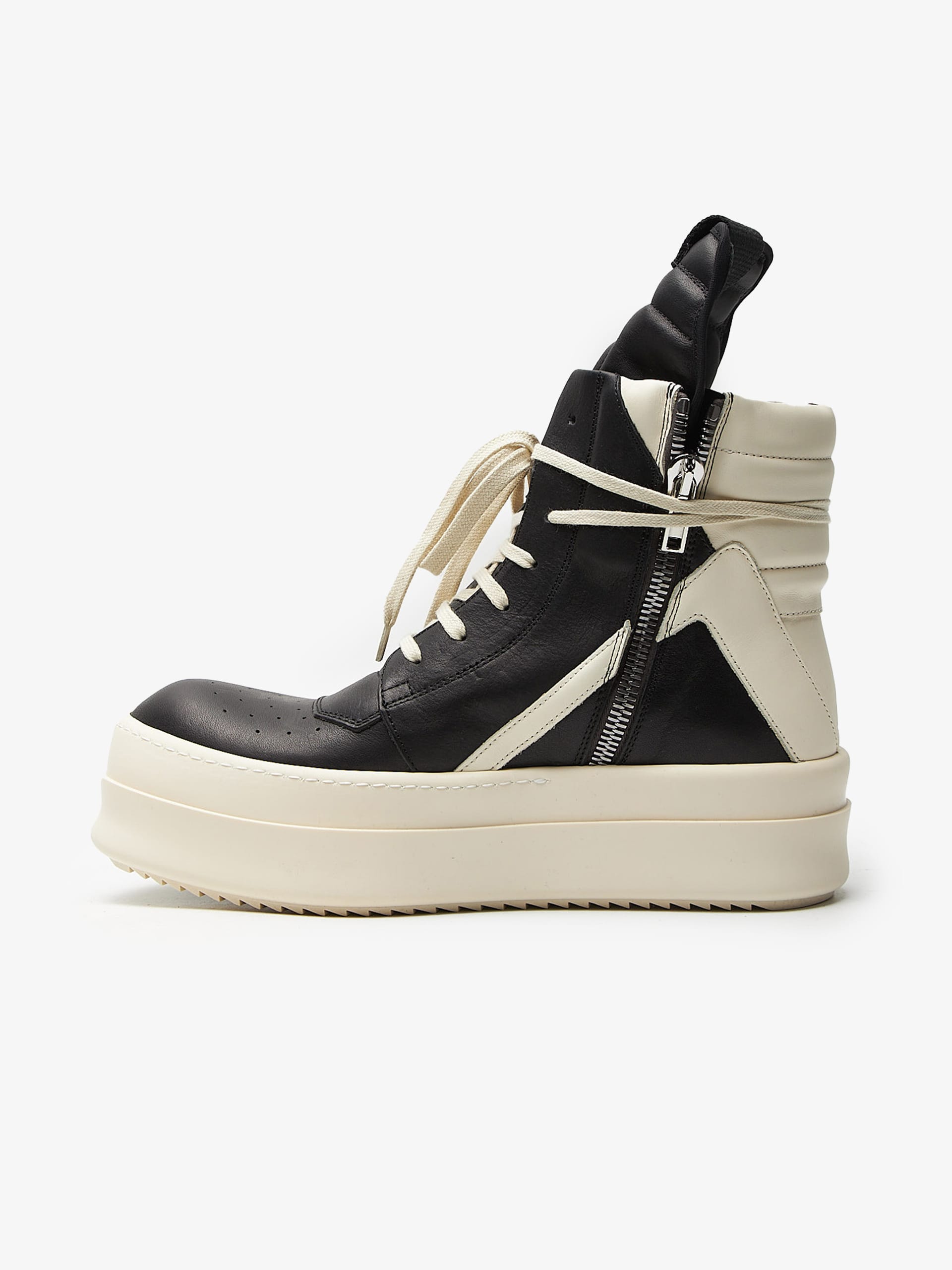 Rick Owens Black and White Mega Bumper Geobasket Sneakers