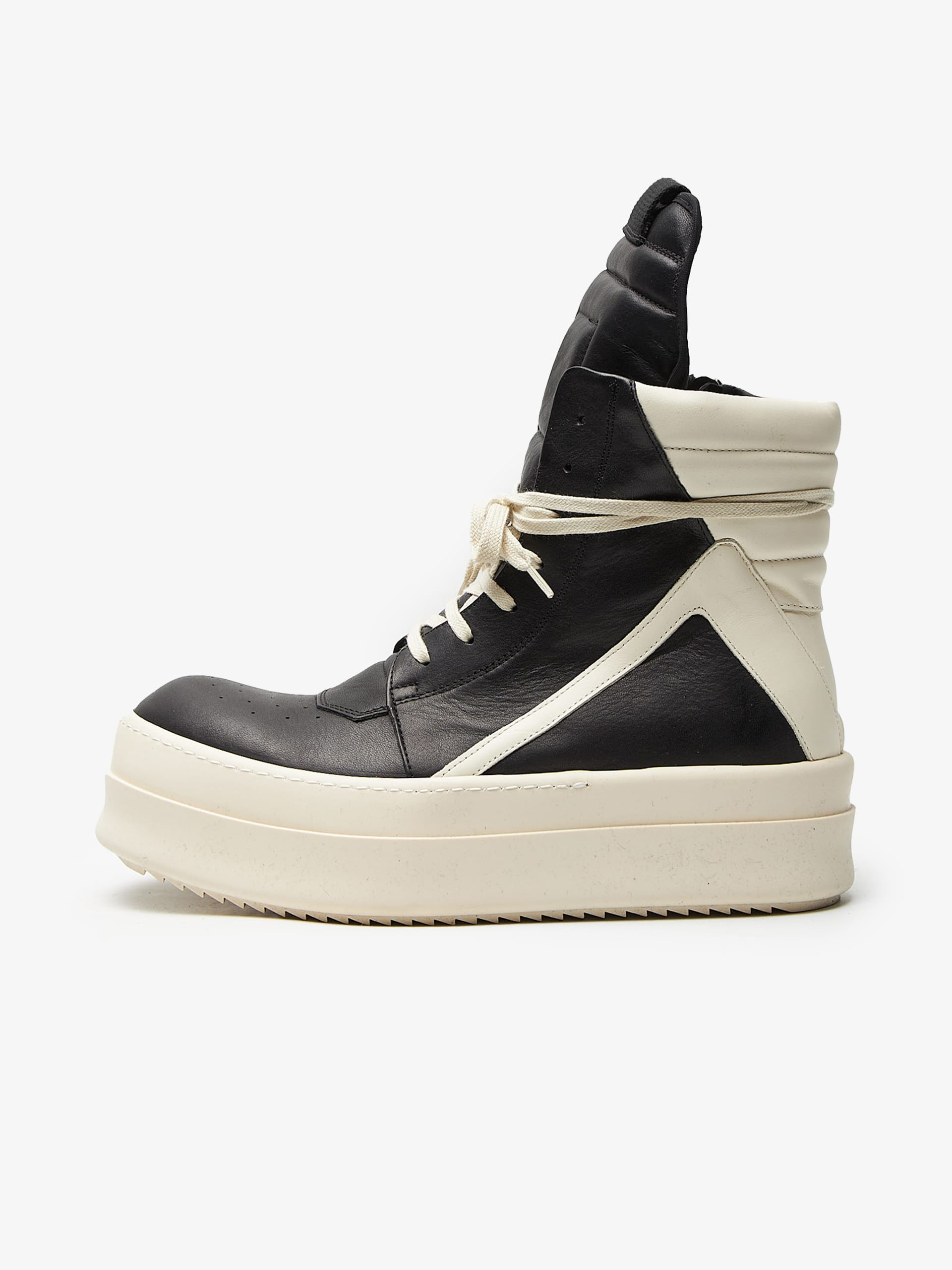 Rick Owens Black and White Mega Bumper Geobasket Sneakers