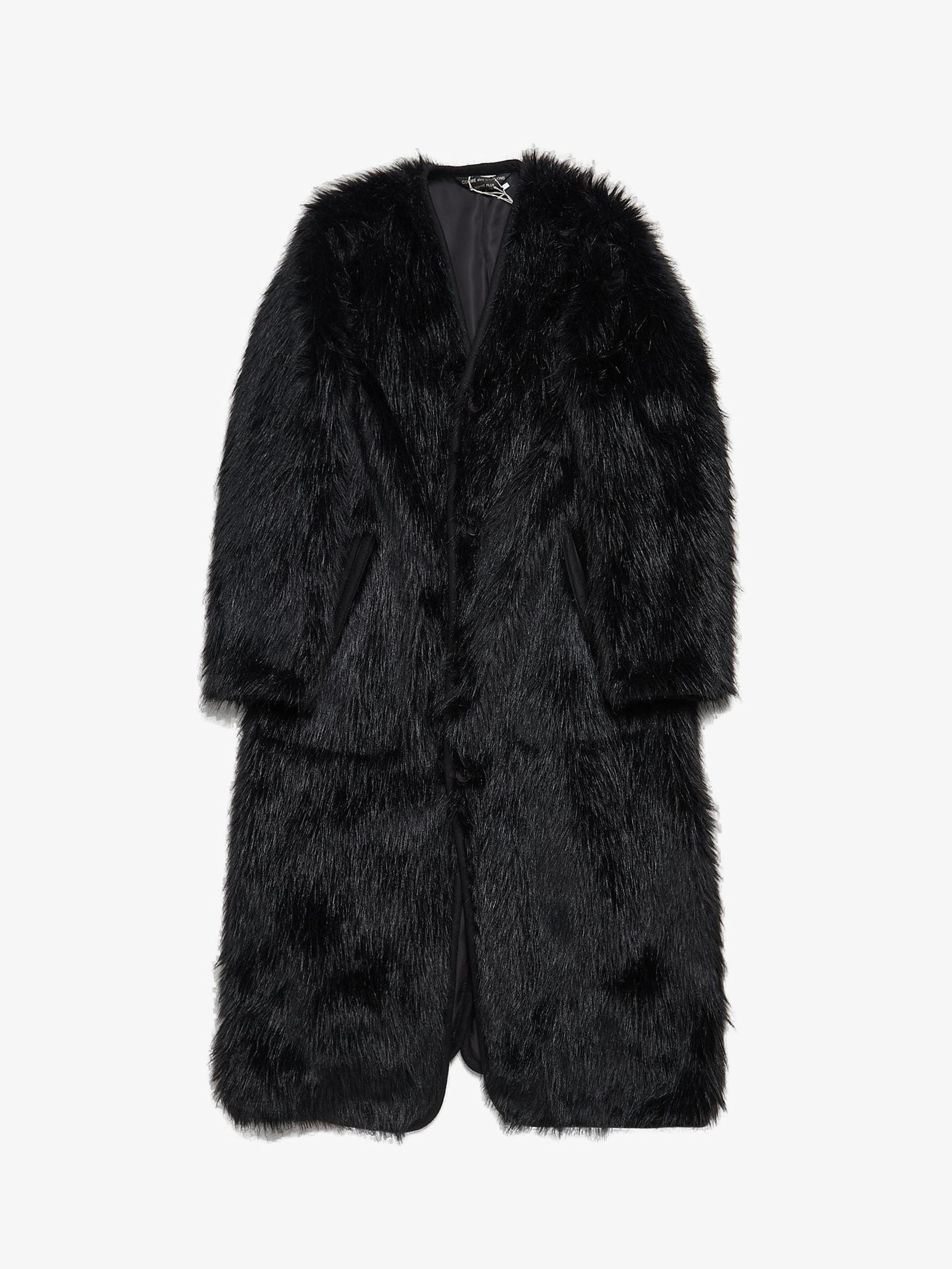 Comme Des Garcons Homme Plus Black Faux Fur Long Coat