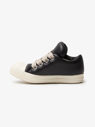 Rick Owens Black Jumbo Lace Padded Low Leather Sneakers