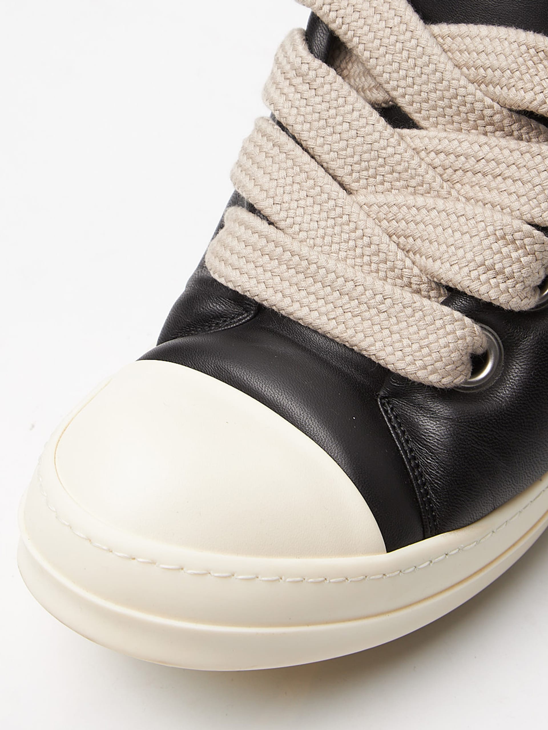 Rick Owens Black Jumbo Lace Padded Low Leather Sneakers