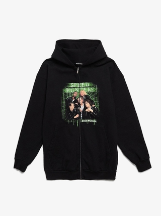 BALENCIAGA 「Speed Hunters Zip Up Hoodie」 Balenciaga Black Speed Hunters Printed Zipped Hoodie