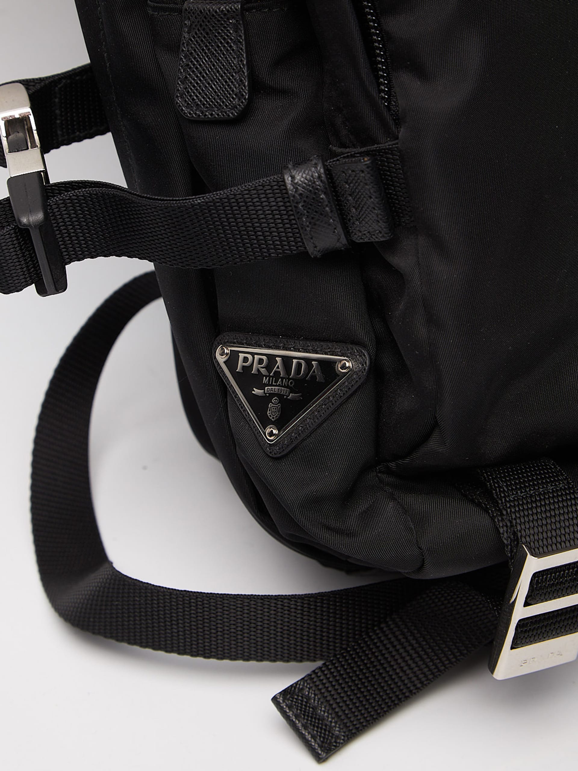 Prada black nylon backpack online