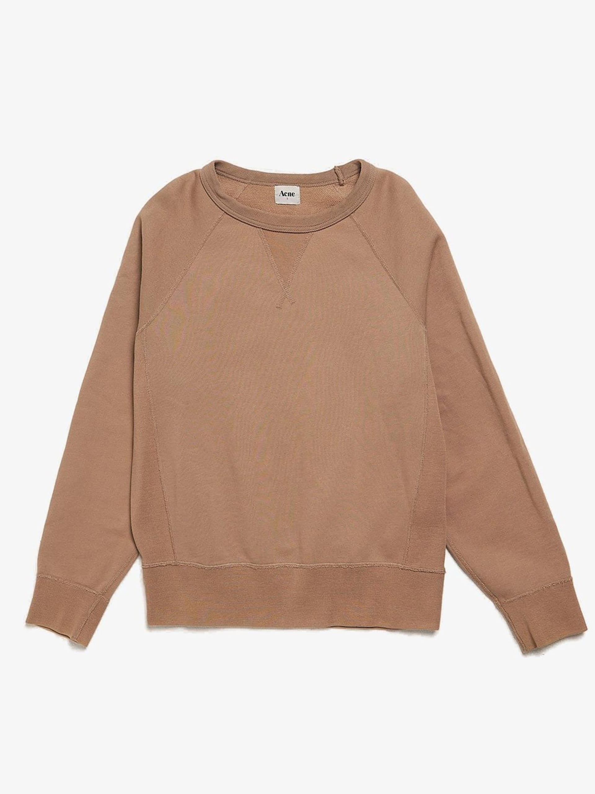 Acne Studios Brown Beige Seams Out Embroidered Holes Cotton Sweatshirt