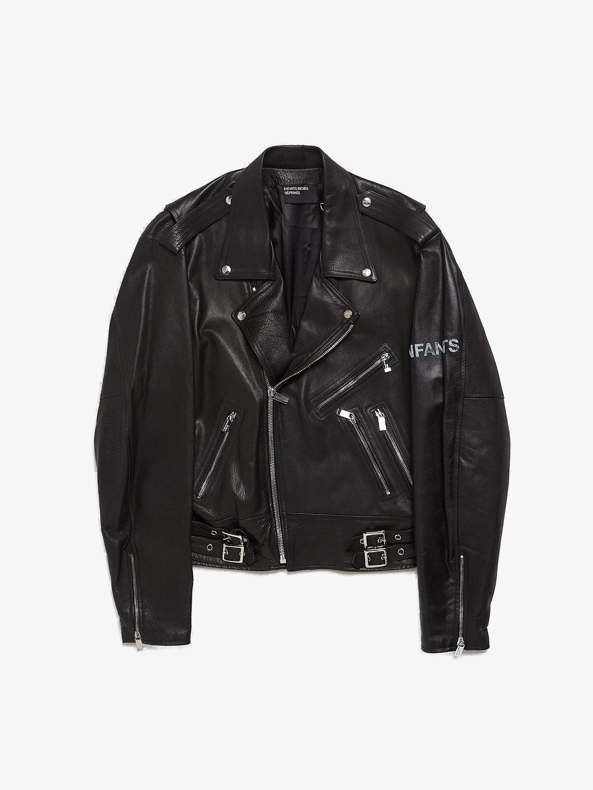 Enfants Riches Deprimes Black Back Printed Enfants Logo Leather Jacket