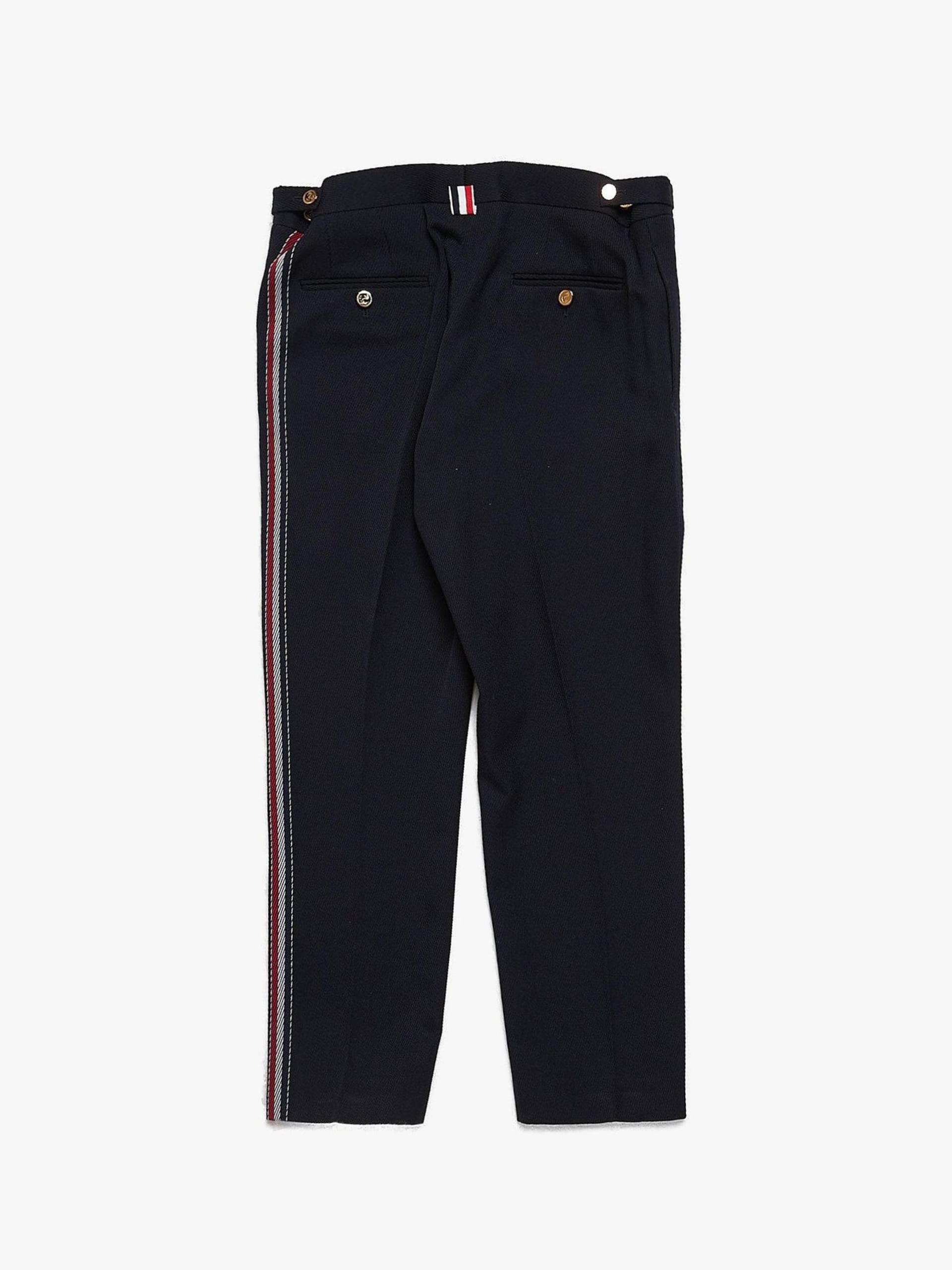 Thom Browne Dark Blue Buttoned Arrowed Wool & Polyester Suit Trousers