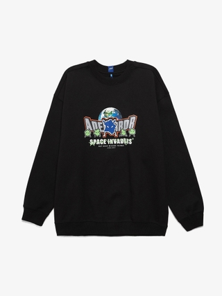 ★Ader Error★正規品★25SS★ Hoodie Product. 28 Black/Ivory Ader Error Black Space Invaders Logo Printed Sweatshirt