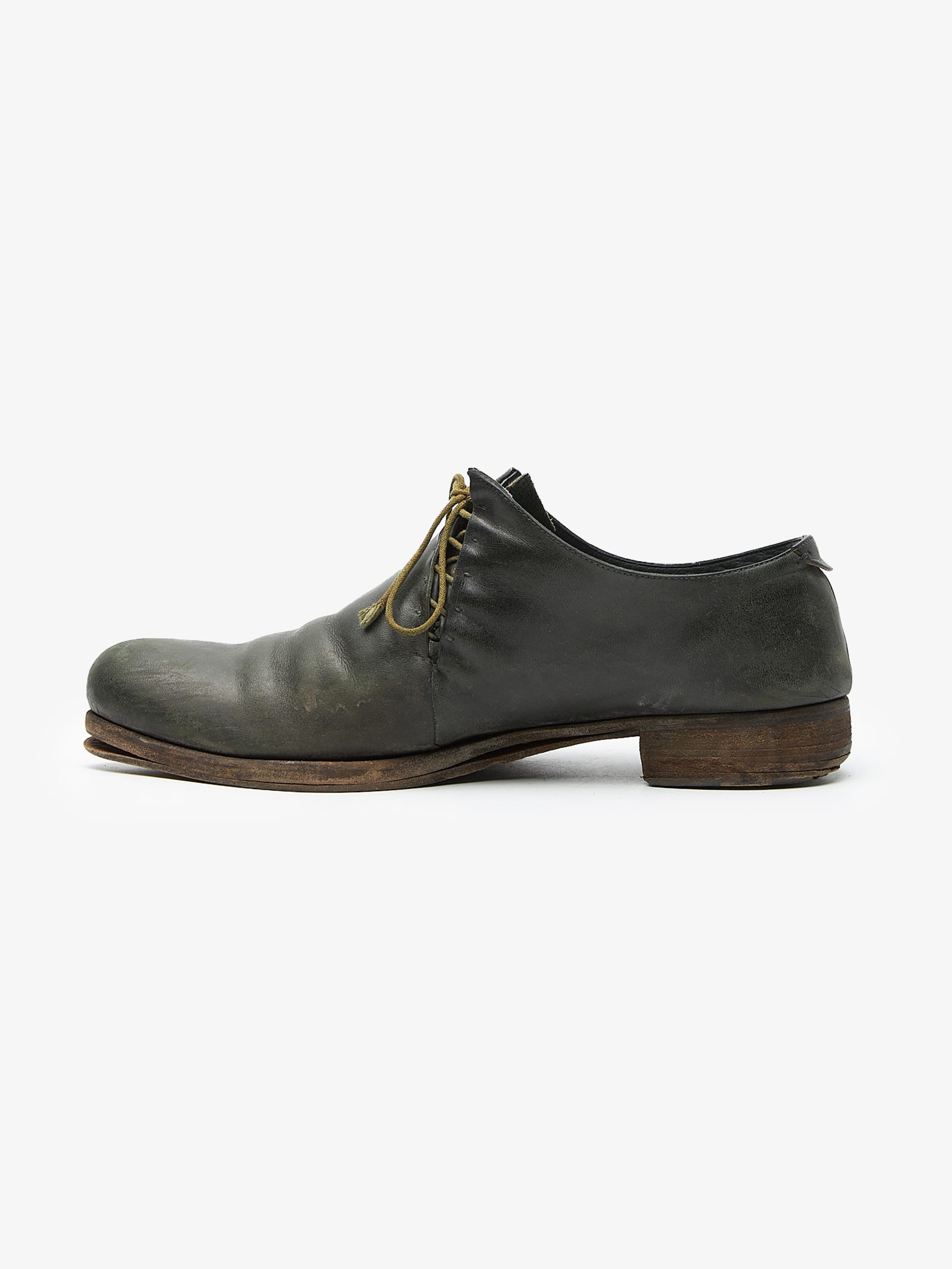 MA Black Green Asymmetric Laced Leather Derby
