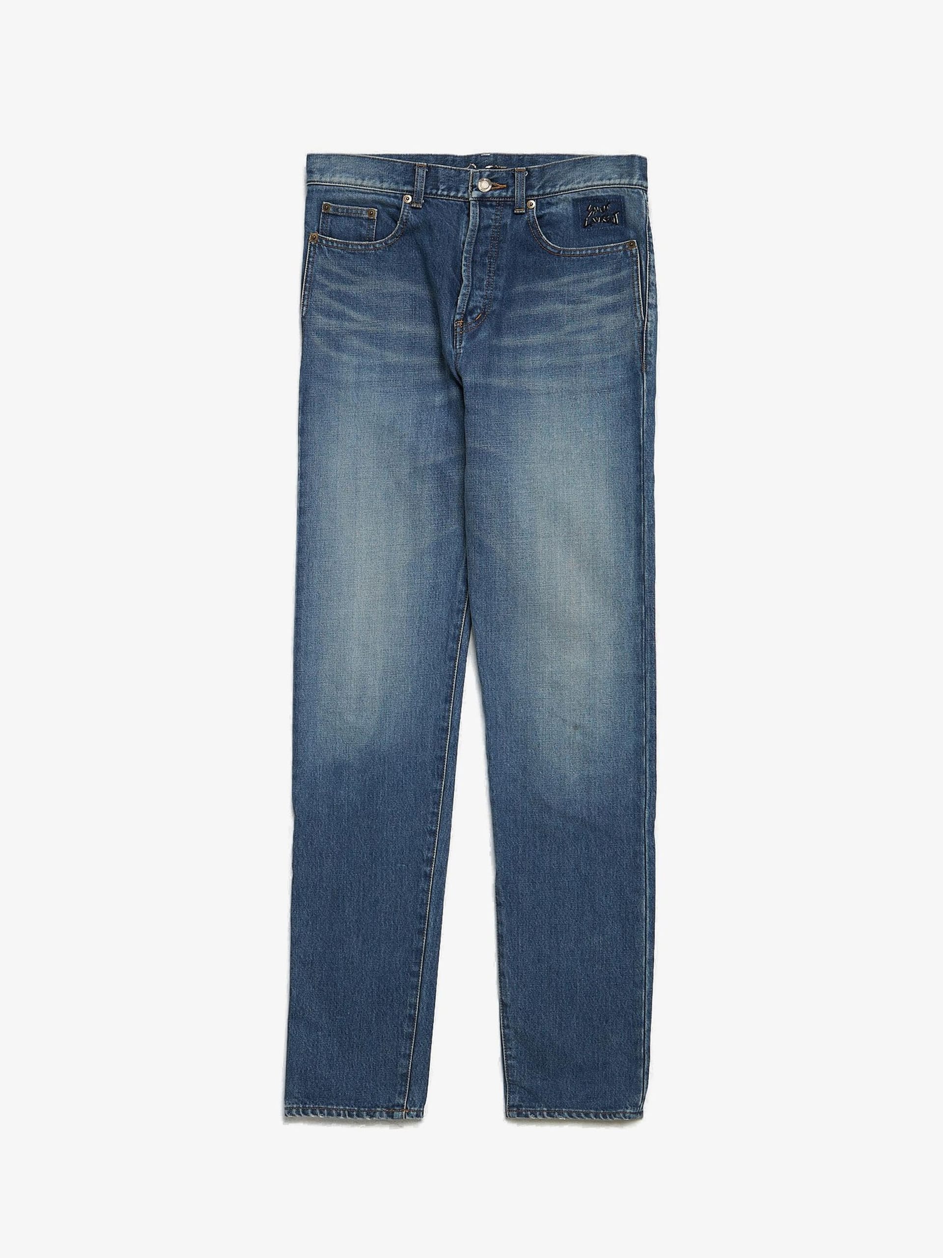 Saint Laurent Paris D14 Blue Logo Embossed Cotton Jeans