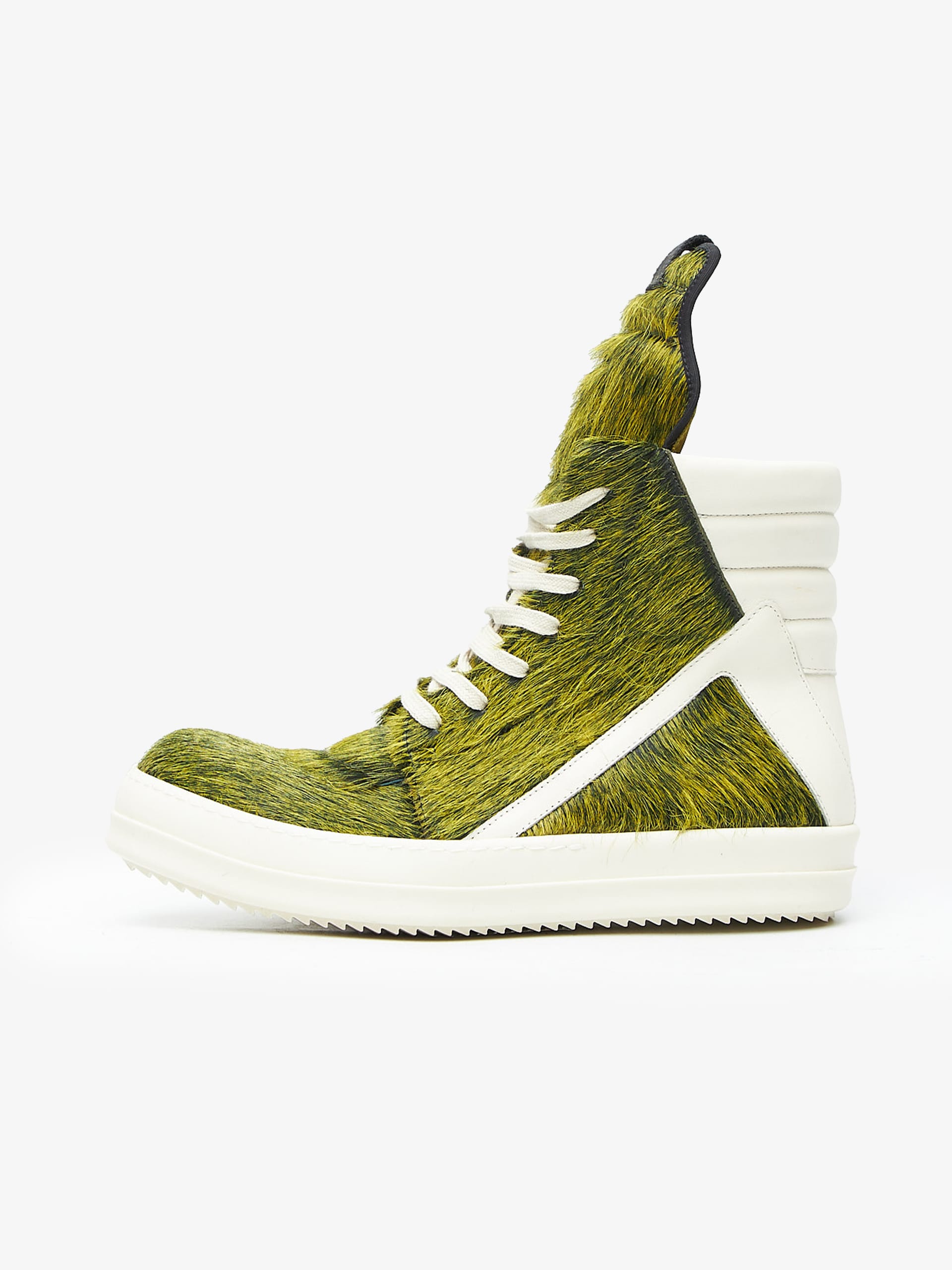 Rick Owens Acid Melange and Milk Ponyhair Geobasket Sneakers