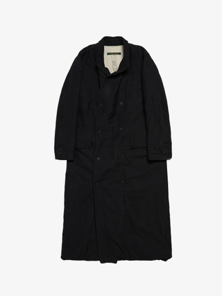 Paul Harnden Shoemakers Black Double Breasted Long Wool and Linen Coat