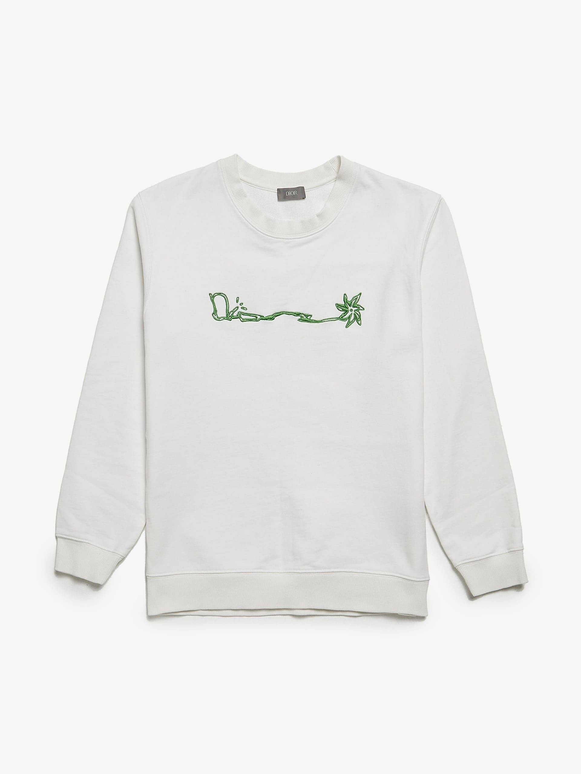 Dior White Flower Logo Embossed Cotton Sweatshirt