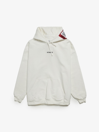 Vetements White Logo Printed Cotton Hoodie