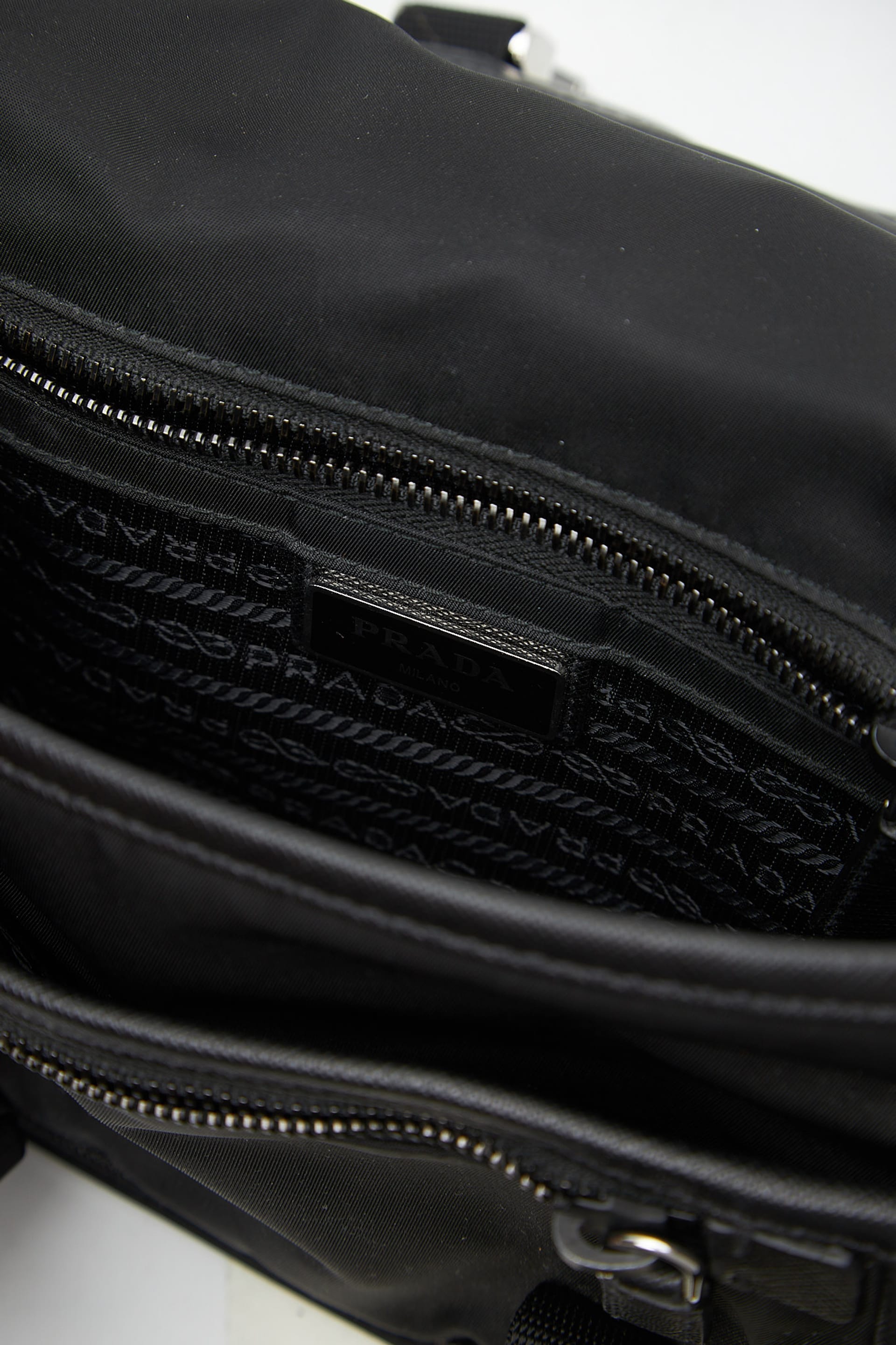 Prada Black Pouch Detailed Medium Nylon Messenger Bag