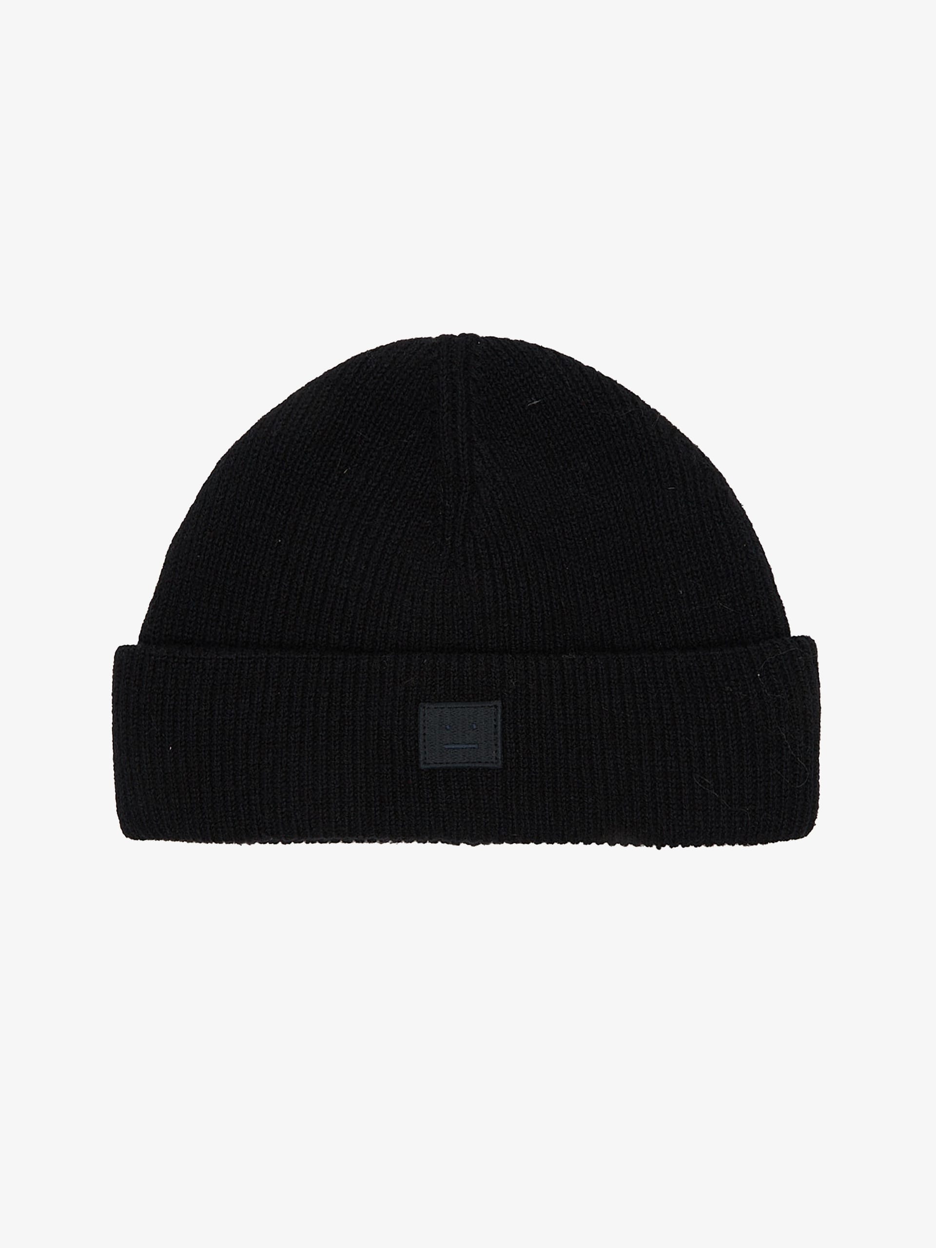 Acne Studios Black Logo Patched Woolen Beanie