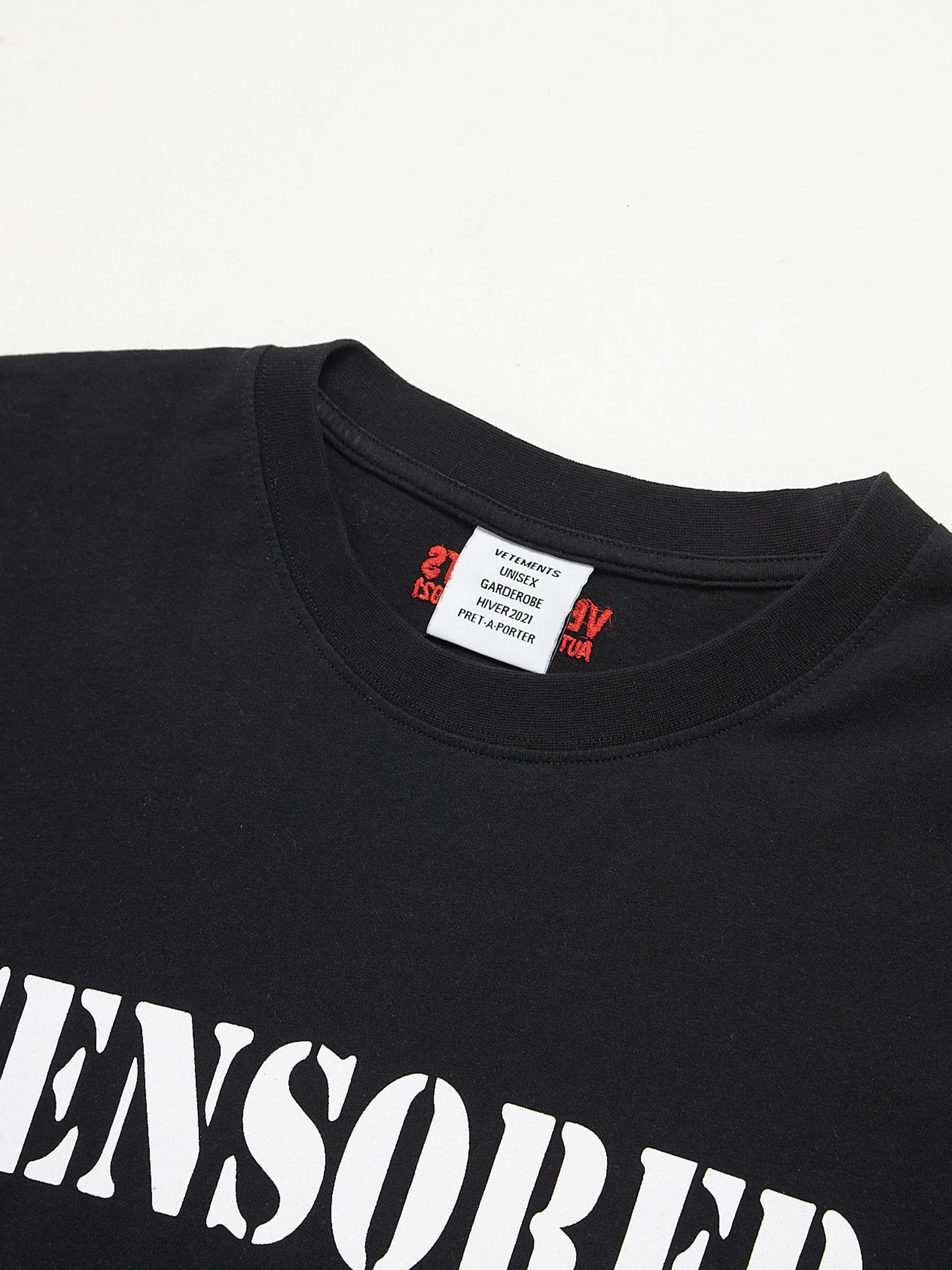 Vetements Black Censored Printed Cotton T Shirt