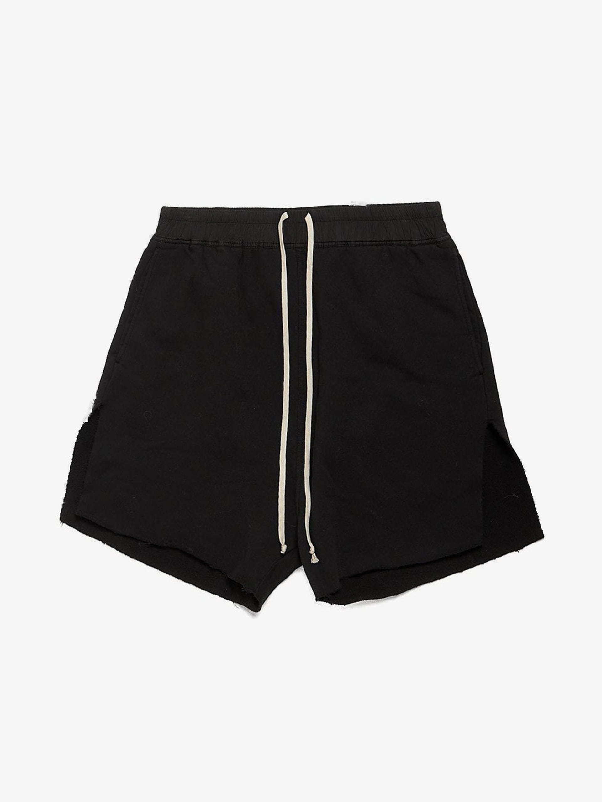 Rick Owens Drkshdw Black Cotton Raw Hem Shorts