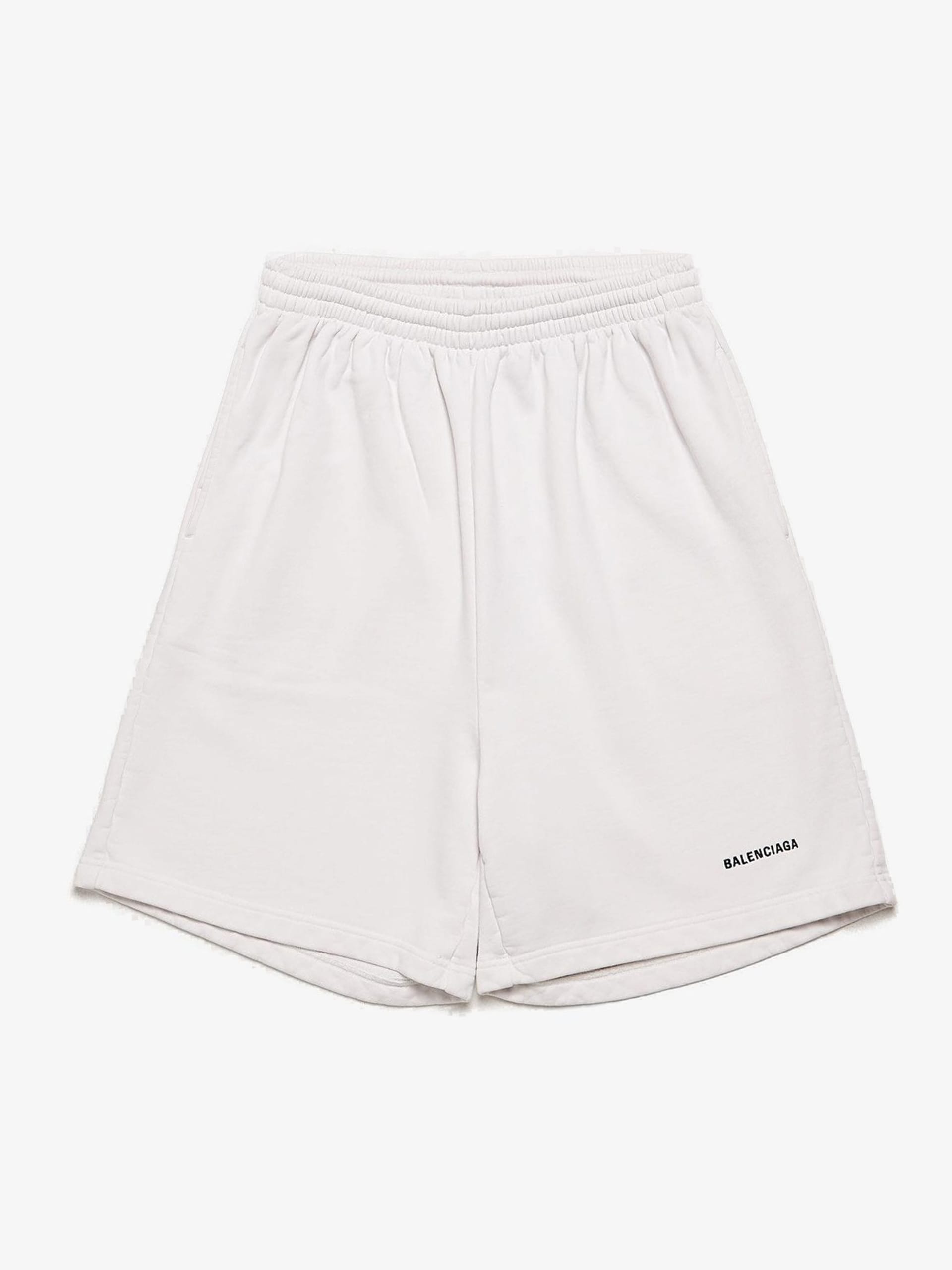 Balenciaga White Logo Embossed Oversized Cotton Shorts